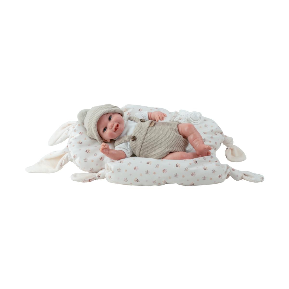 Imagen 0 de Muñeca Reborn 35 cm Mateo beige con cojín Arias