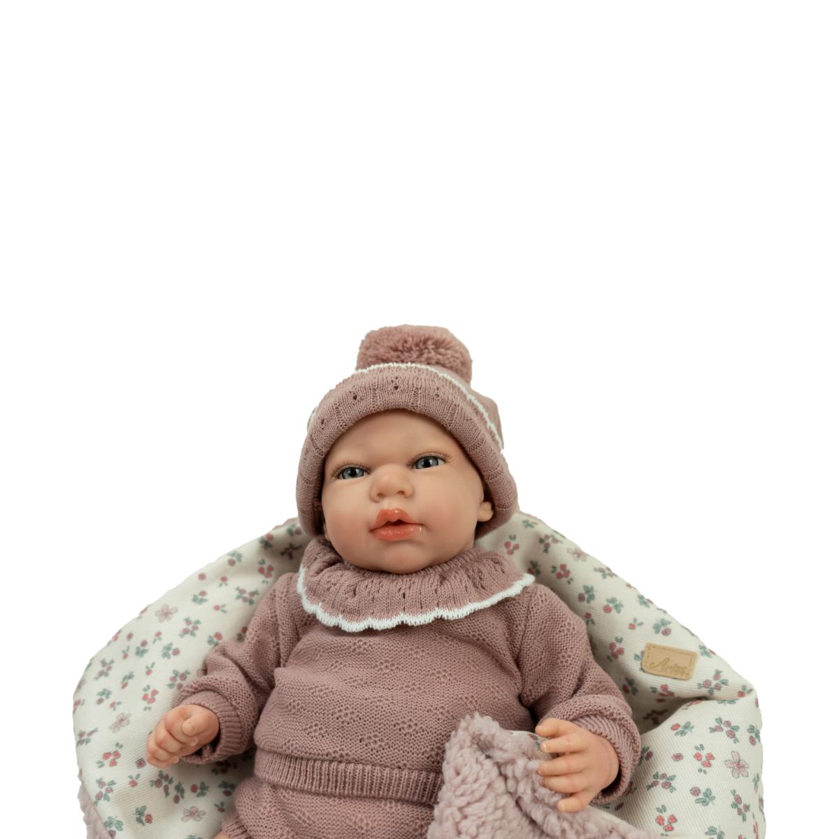 Muñeca Reborn 40 cm Greta rosa con manta Arias 6