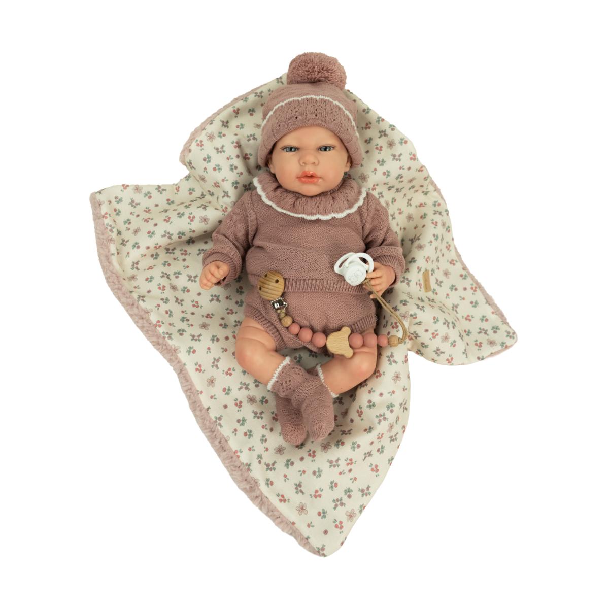 Muñeca Reborn 40 cm Greta rosa con manta Arias 7