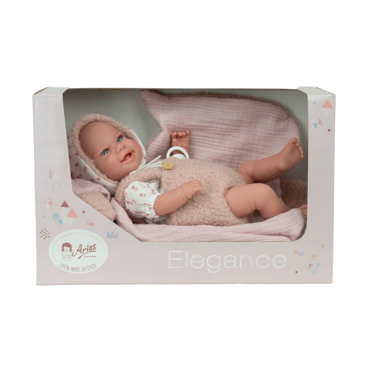 Muñeco con Peso Elegance 35 cm Babyto rosa con manta Arias 2