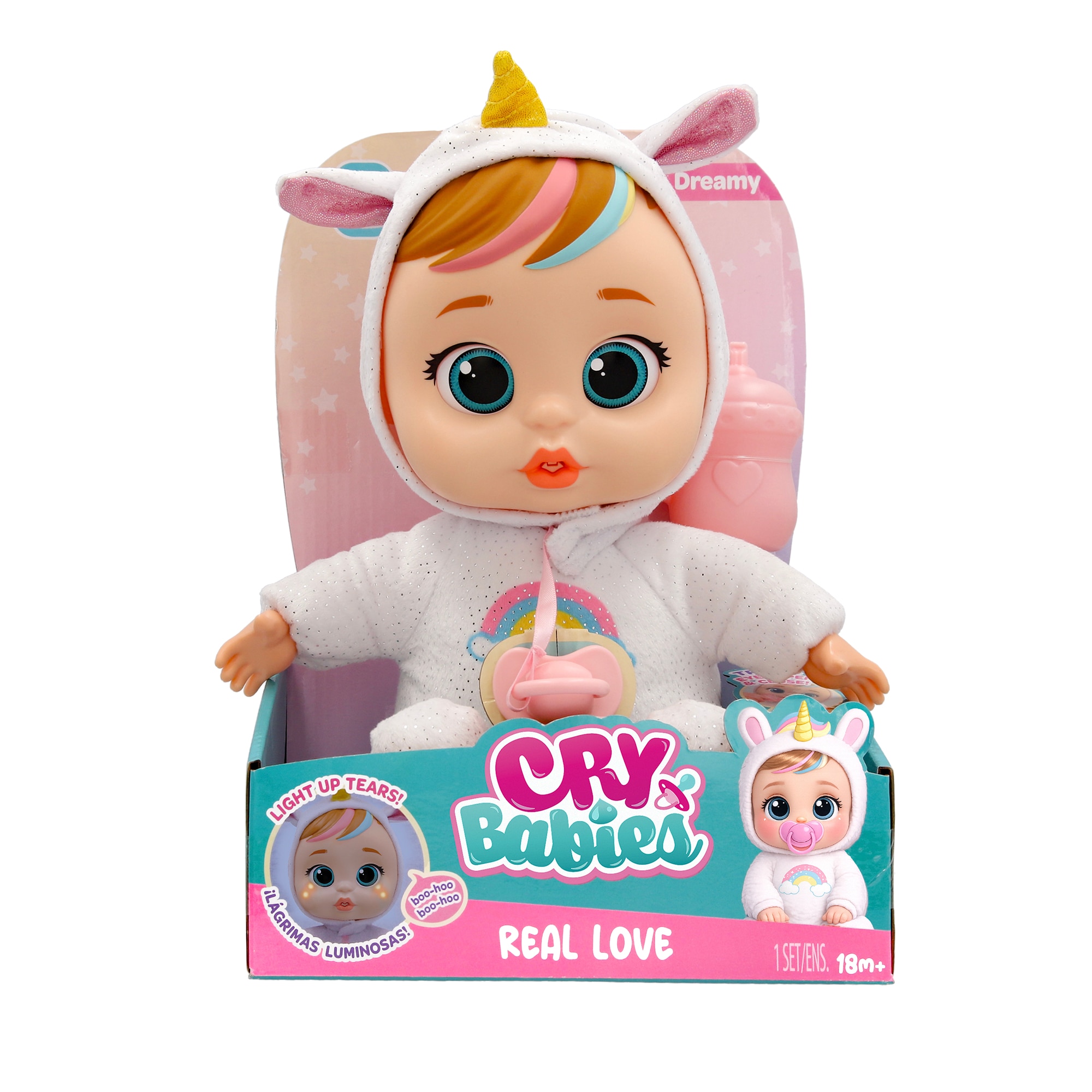 Imagen 5 de Muñeca Bebes Llorones Real Love Dreamy incluye Biberón y un Chupete Imc Toys