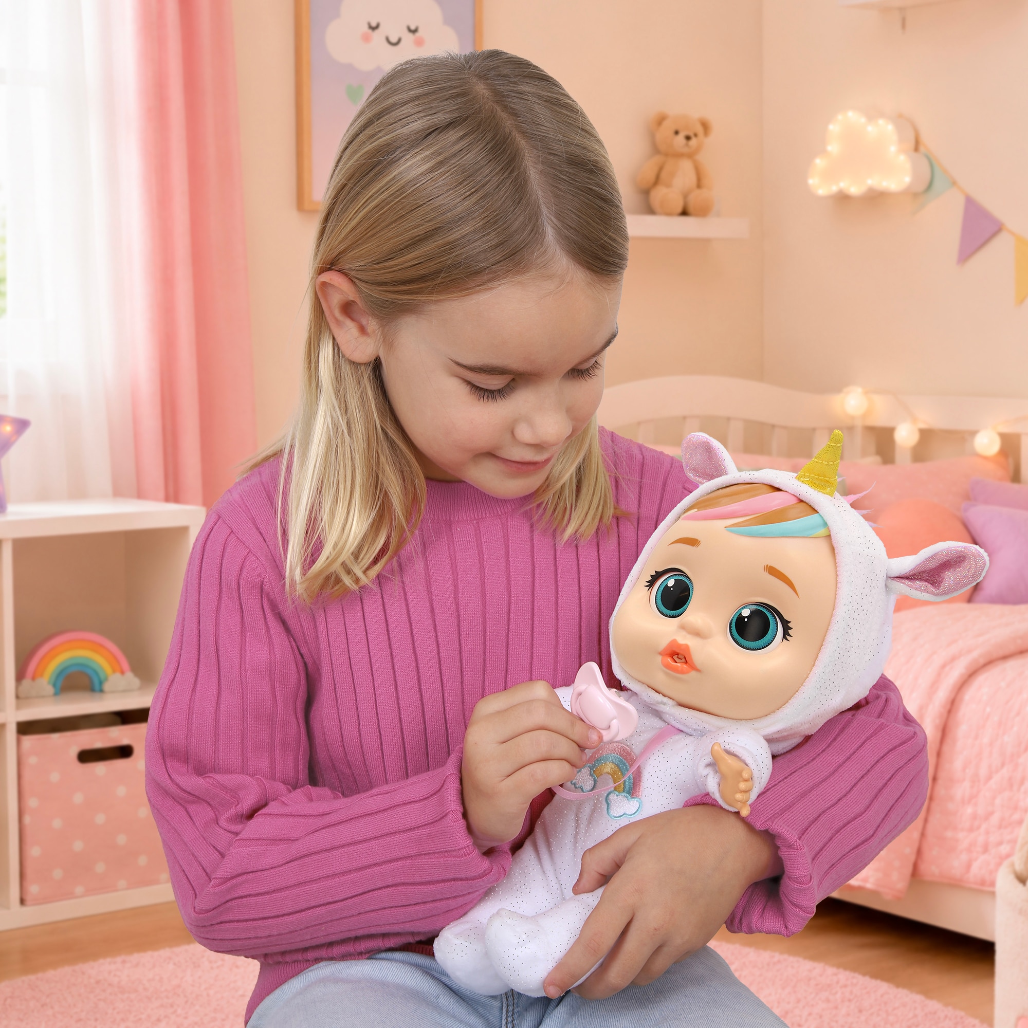 Imagen 7 de Muñeca Bebes Llorones Real Love Dreamy incluye Biberón y un Chupete Imc Toys