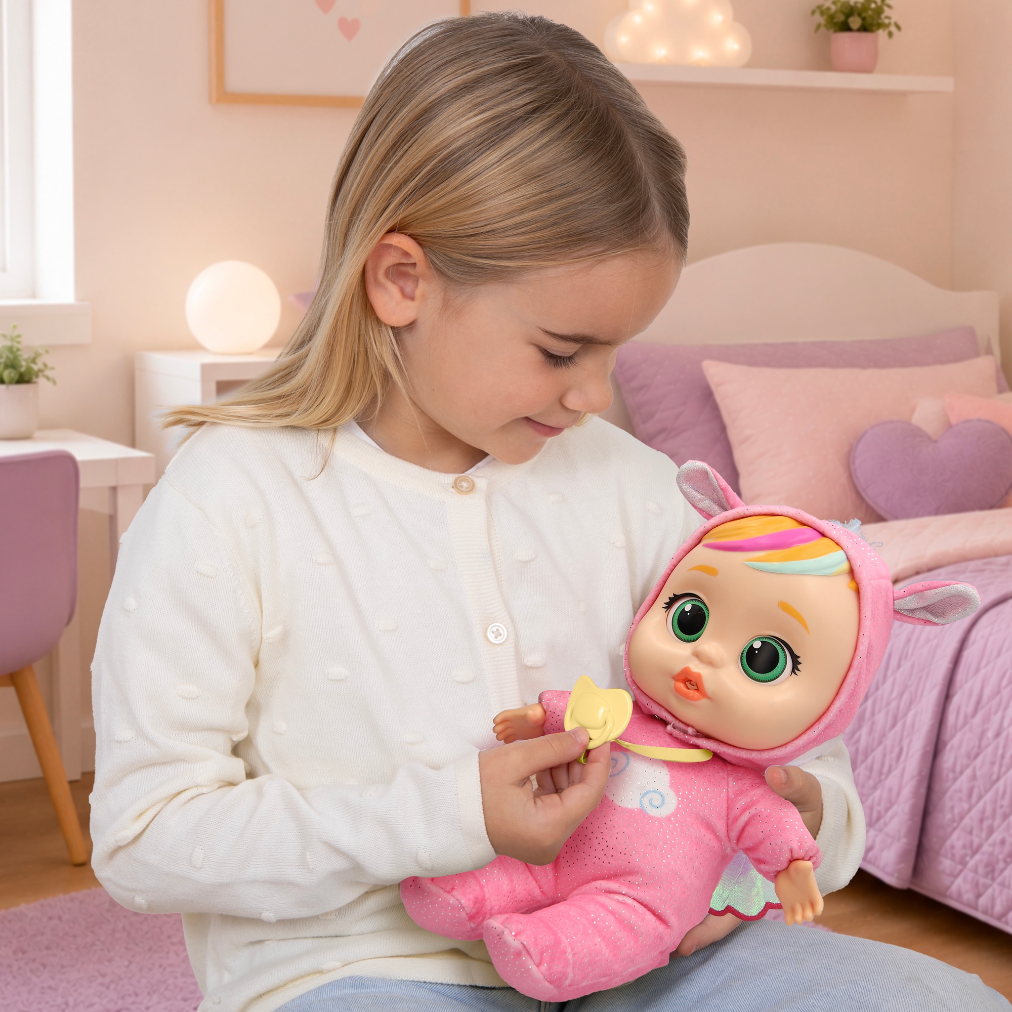 Muñeca Bebes Llorones Real Love Hannah incluye Biberón y un Chupete Imc Toys 7