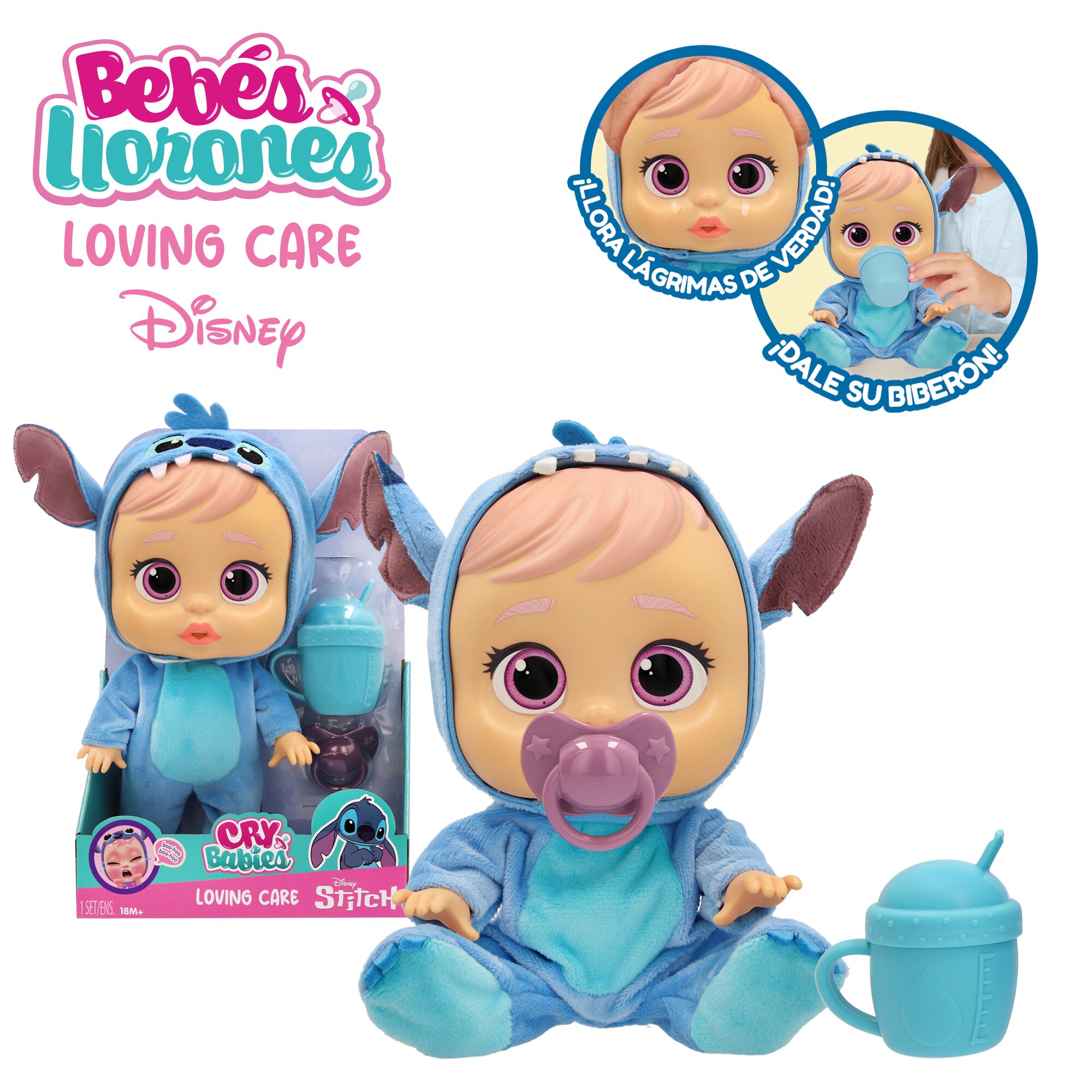 Muñeca Bebes Llorones Loving Care Disney Stitch incluye 3 Accesorios Imc Toys 2