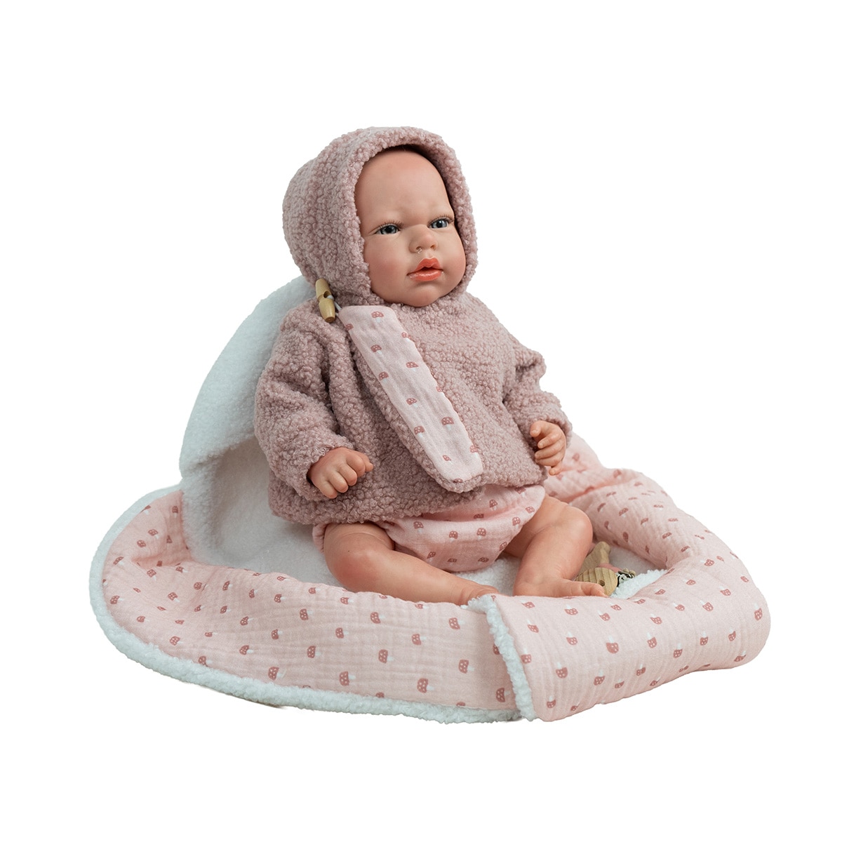 Muñeco bebés Reborn 40 Cm Luna con manta Nido, chupete, chupetero, pañal, Libro de familia y certificado de autenticidad Arias 5