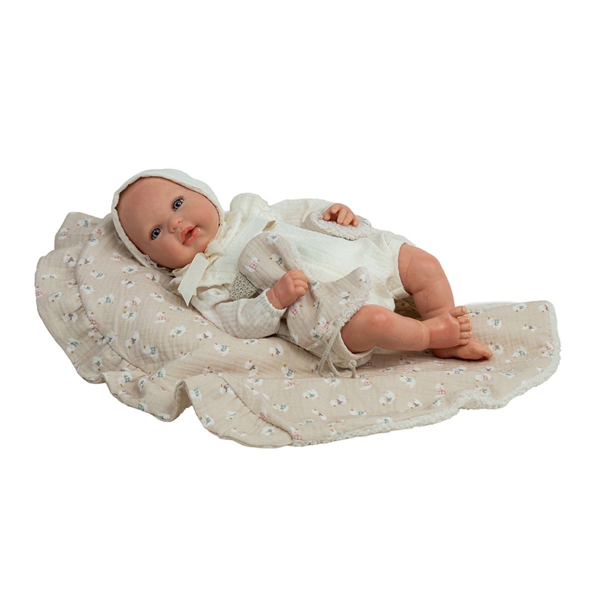 Imagen 0 de Muñeco bebés Reborn 45 Cm Camila Beige con manta y Dou Dou, chupete, chupetero, pañal, Libro de Familia y Certificado de Atenticidad Arias