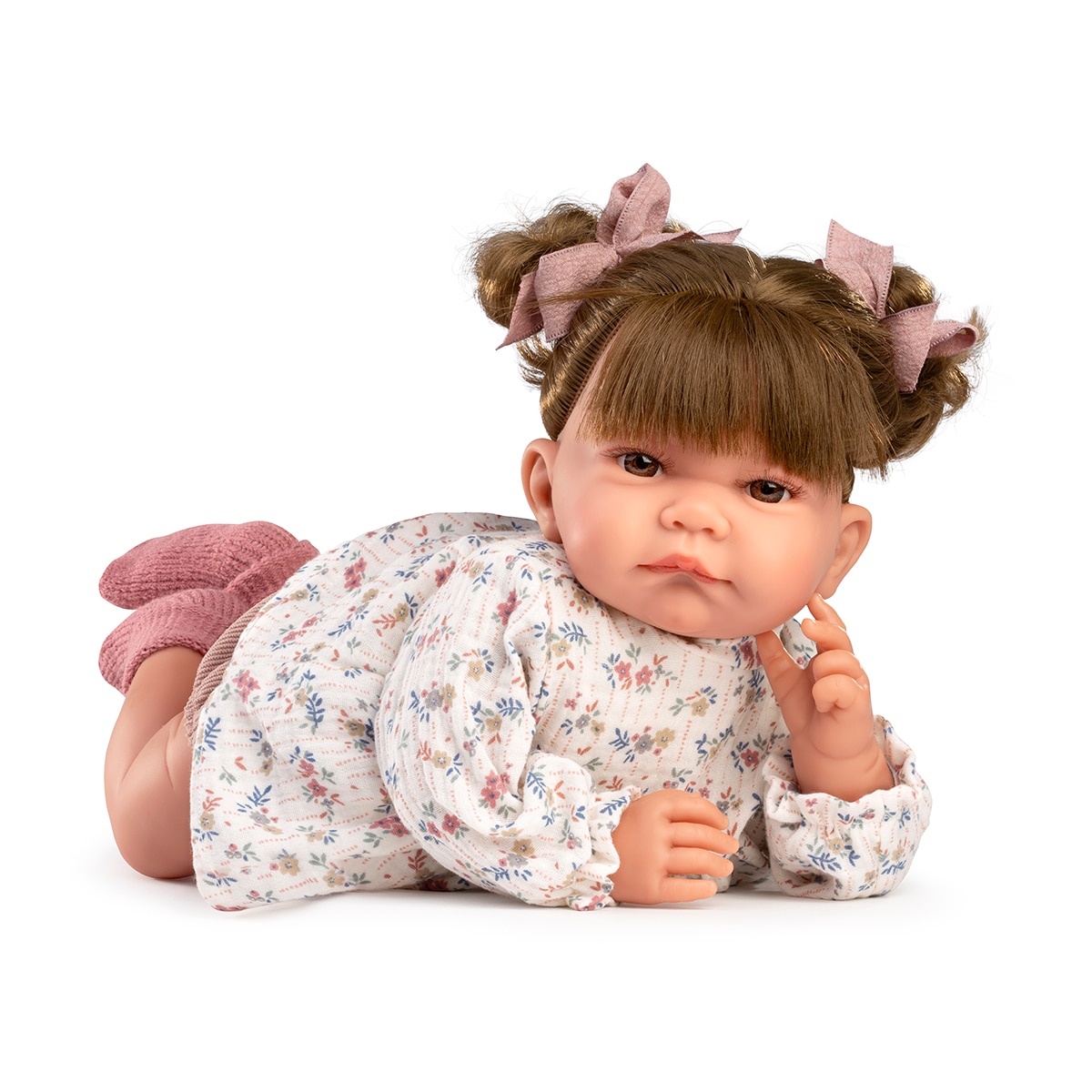 Imagen 1 de Muñeca Recién Nacida Nica Coletas con vestido estampado 42 cm Cuerpo Blandito Muñecas Antonio Juan