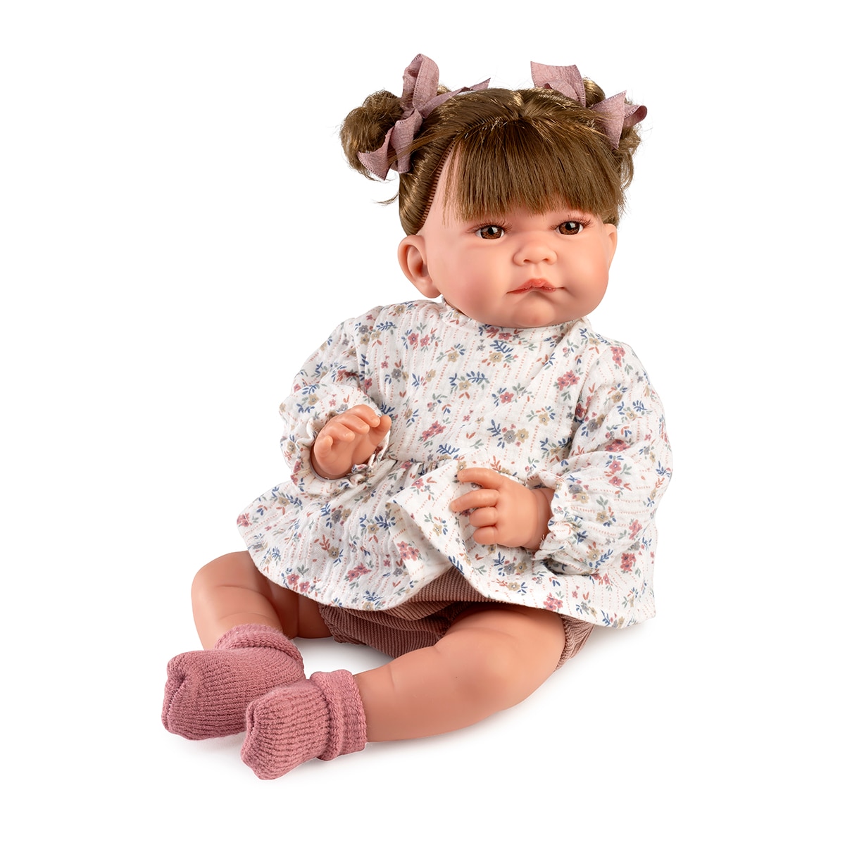 Imagen 2 de Muñeca Recién Nacida Nica Coletas con vestido estampado 42 cm Cuerpo Blandito Muñecas Antonio Juan