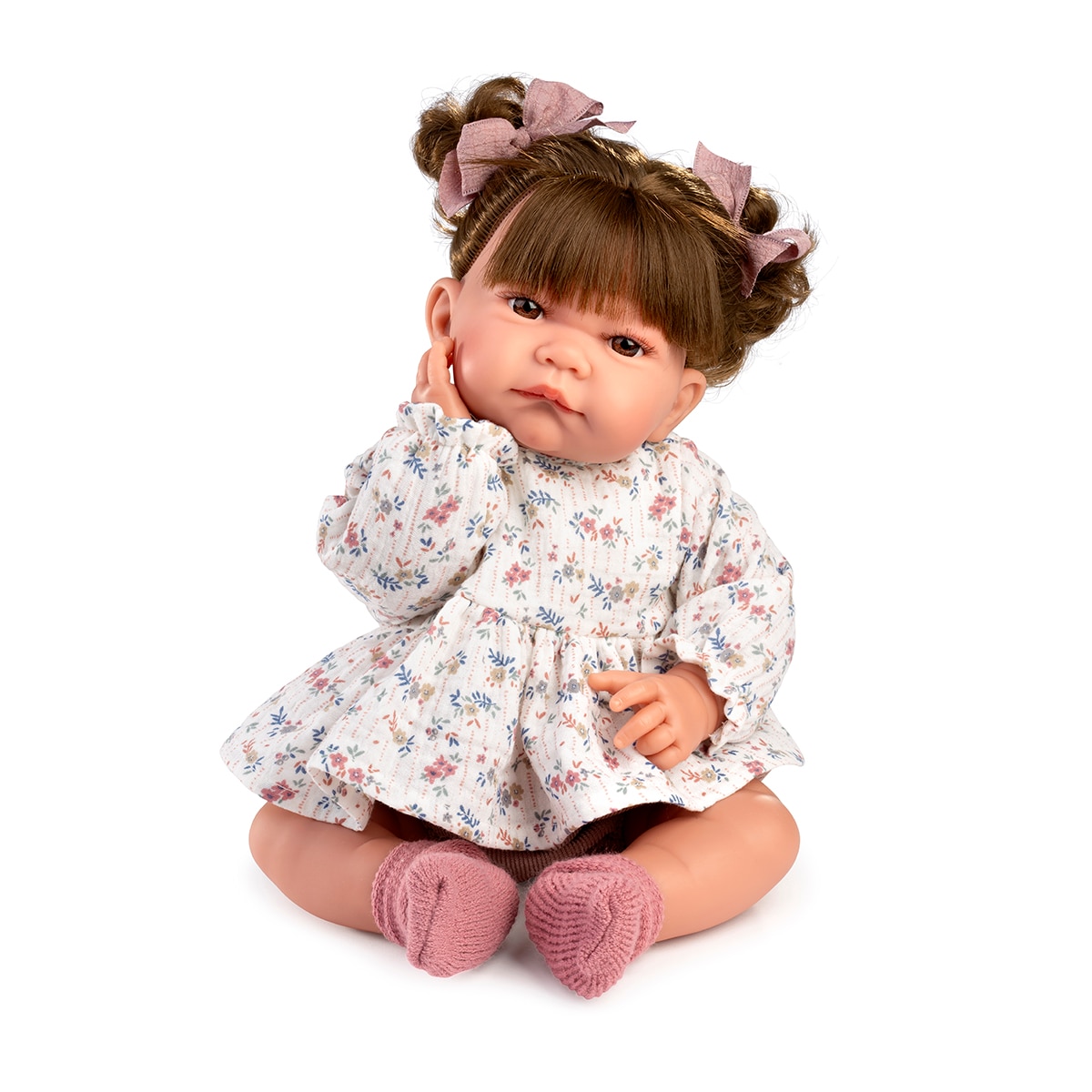 Imagen 3 de Muñeca Recién Nacida Nica Coletas con vestido estampado 42 cm Cuerpo Blandito Muñecas Antonio Juan