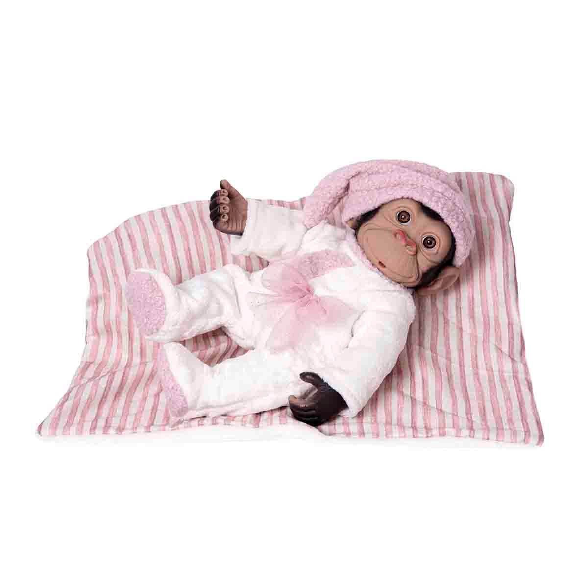 Muñeco Mono Reborn con Pijama y Manta Incluye Chupete de Rosatoys 2