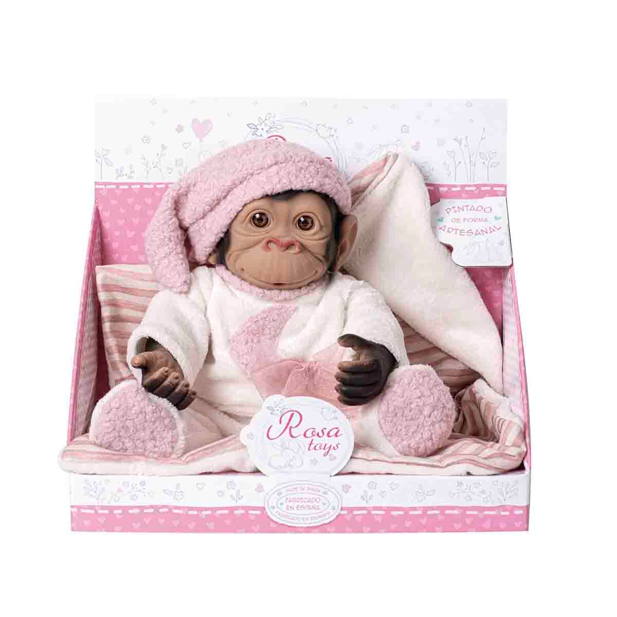 Muñeco Mono Reborn con Pijama y Manta Incluye Chupete de Rosatoys 3