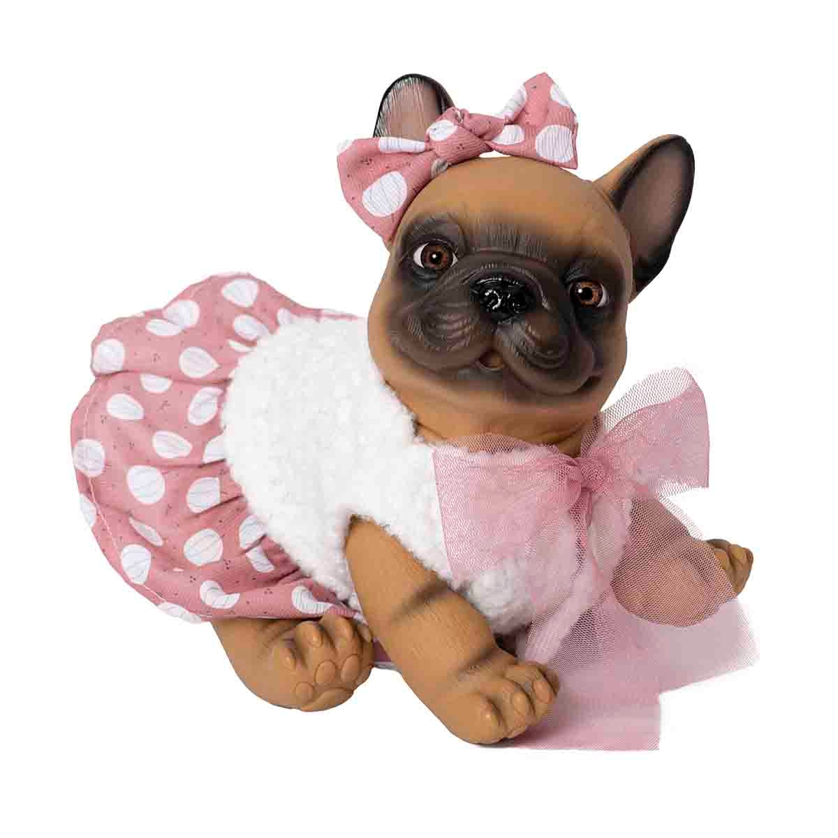 Imagen 0 de Muñeco Perro Bulldog francés con Rebeca y Falda Incluye Chupete de Rosatoys