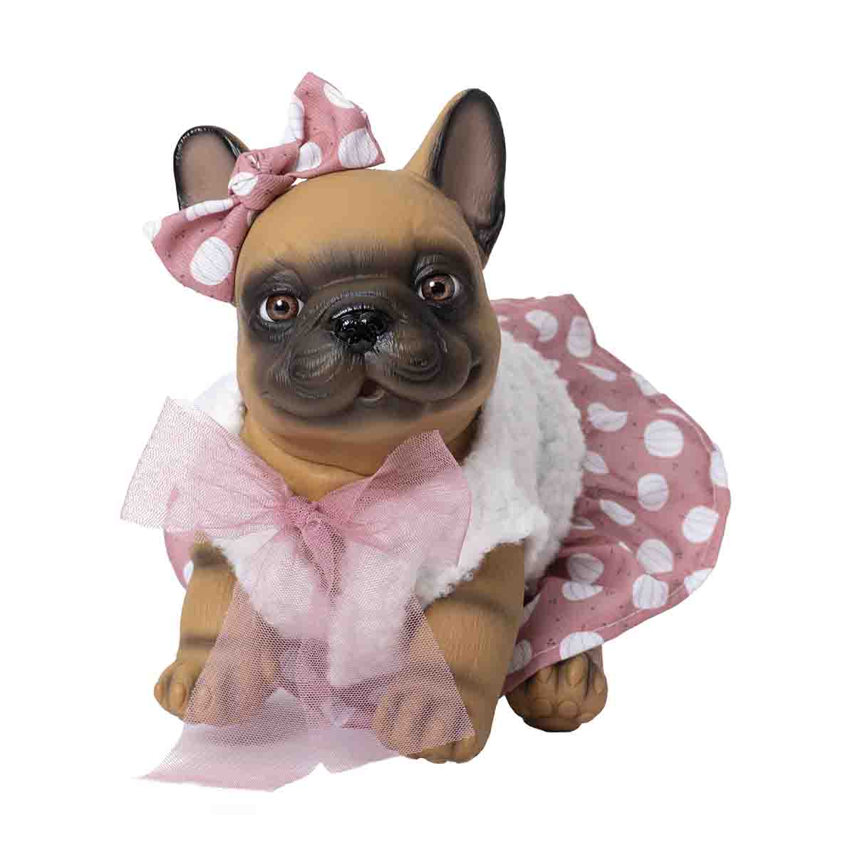 Muñeco Perro Bulldog francés con Rebeca y Falda Incluye Chupete de Rosatoys 2