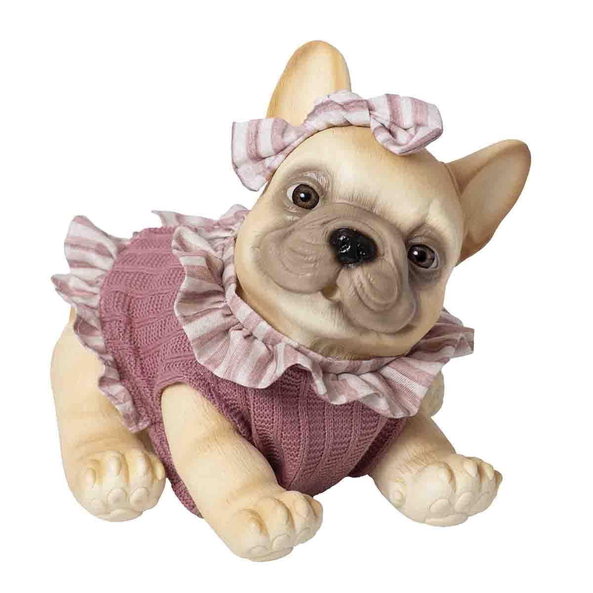 Imagen 0 de Muñeco Perro Bulldog francés con Pelele Volantes Incluye Chupete de Rosatoys