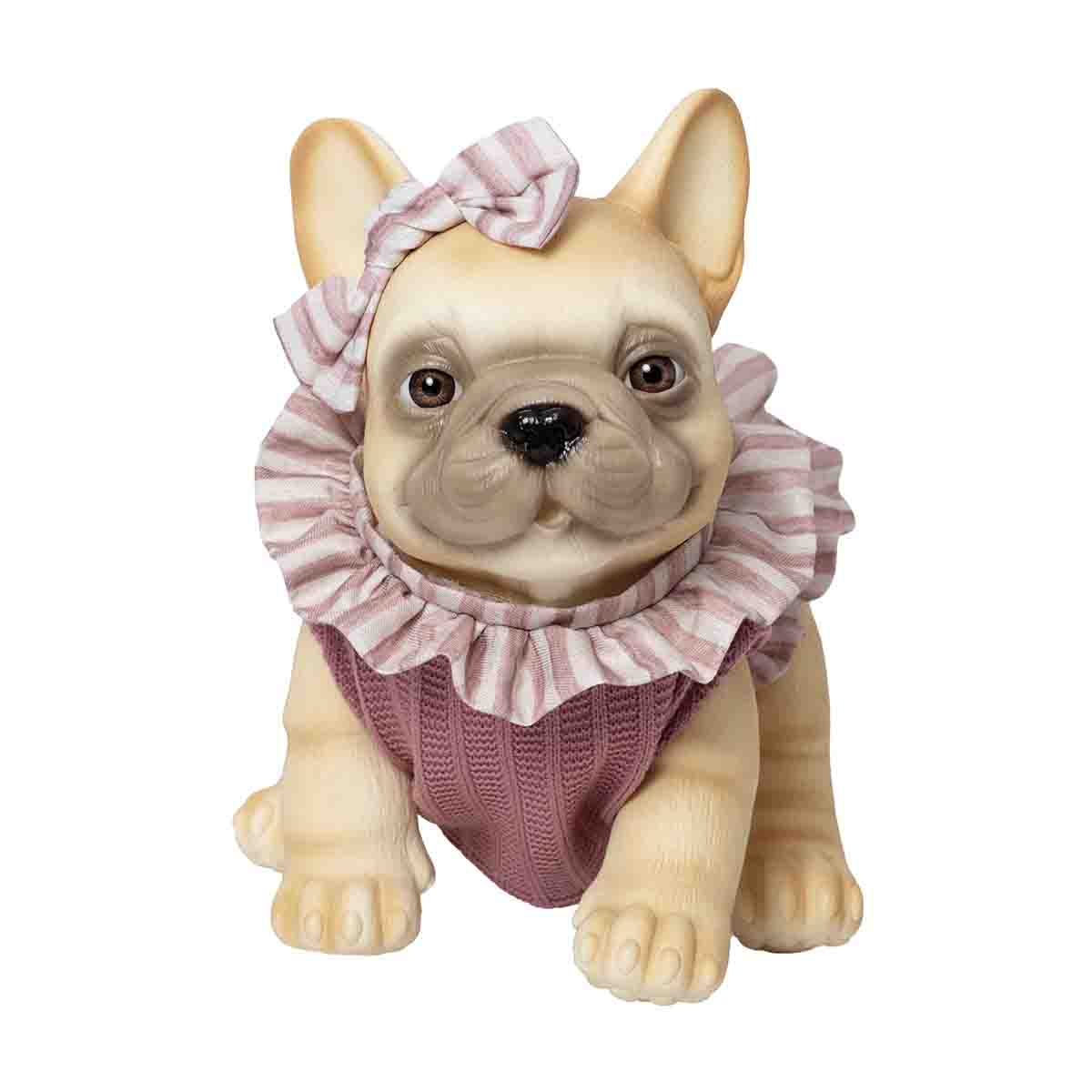 Muñeco Perro Bulldog francés con Pelele Volantes Incluye Chupete de Rosatoys 2