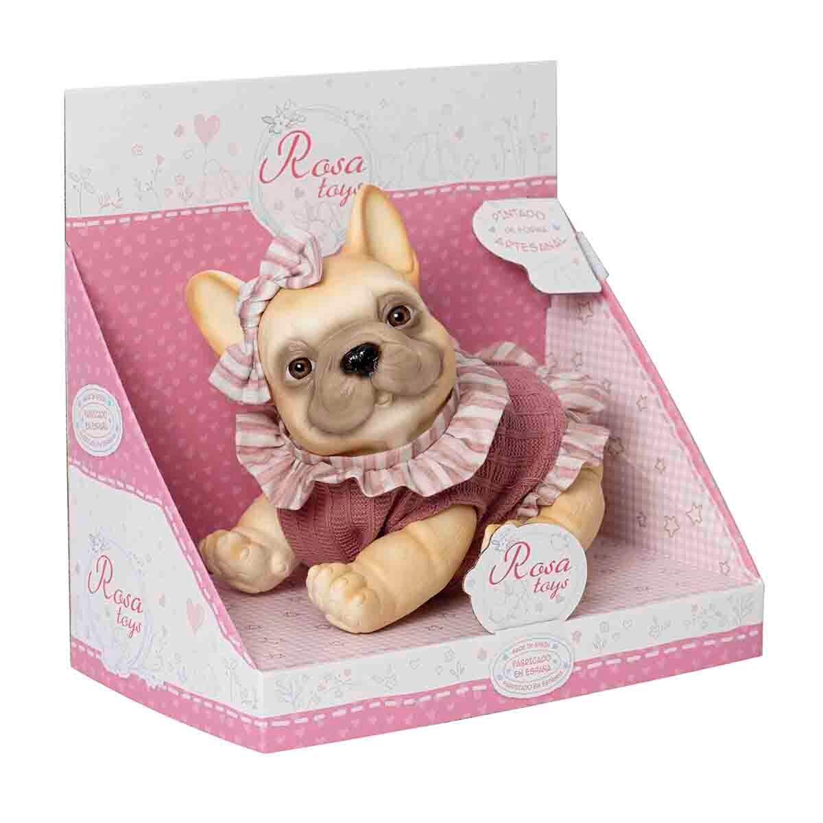 Muñeco Perro Bulldog francés con Pelele Volantes Incluye Chupete de Rosatoys 3