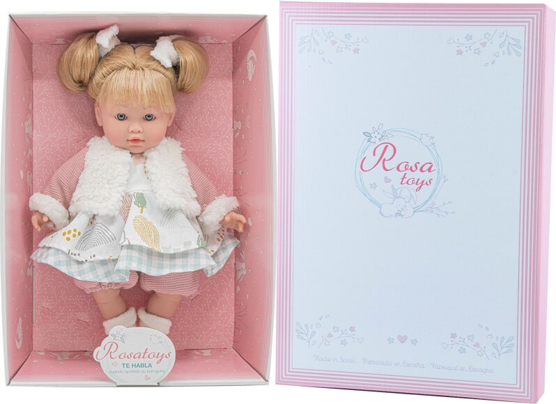 Muñeca Lara Habladora Vestido invierno Rosa Toys 3