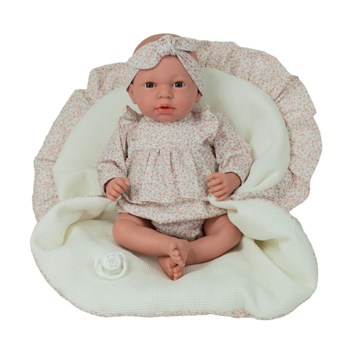 Muñeca Elegance 40 cm Andie rosa con manta con ojos durmientes y lloro magnético Arias 3