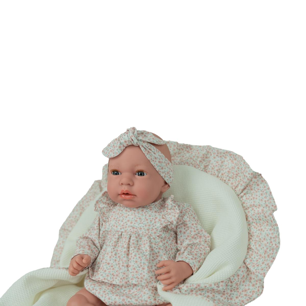 Muñeca Elegance 40 cm Andie rosa con manta con ojos durmientes y lloro magnético Arias 4
