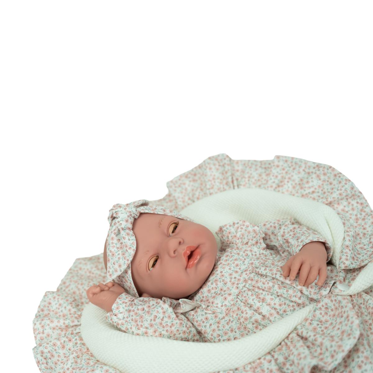Muñeca Elegance 40 cm Andie rosa con manta con ojos durmientes y lloro magnético Arias 6