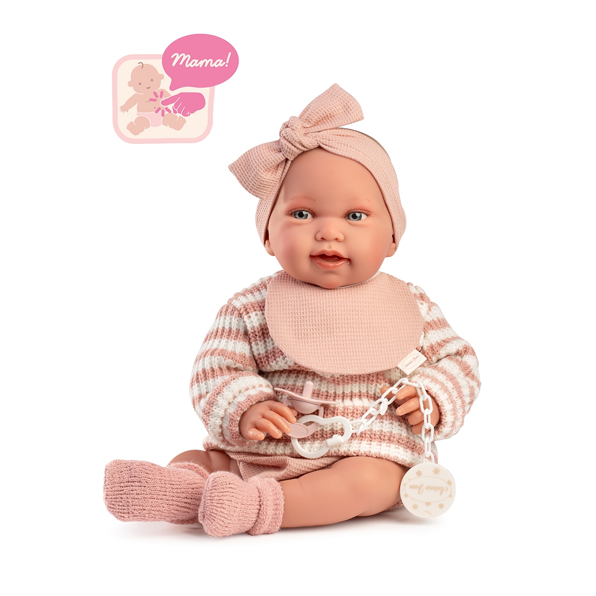 Imagen 2 de Muñeca Recién Nacida Pipa con Sonido 42 cm Cuerpo Blandito Muñecas Antonio Juan