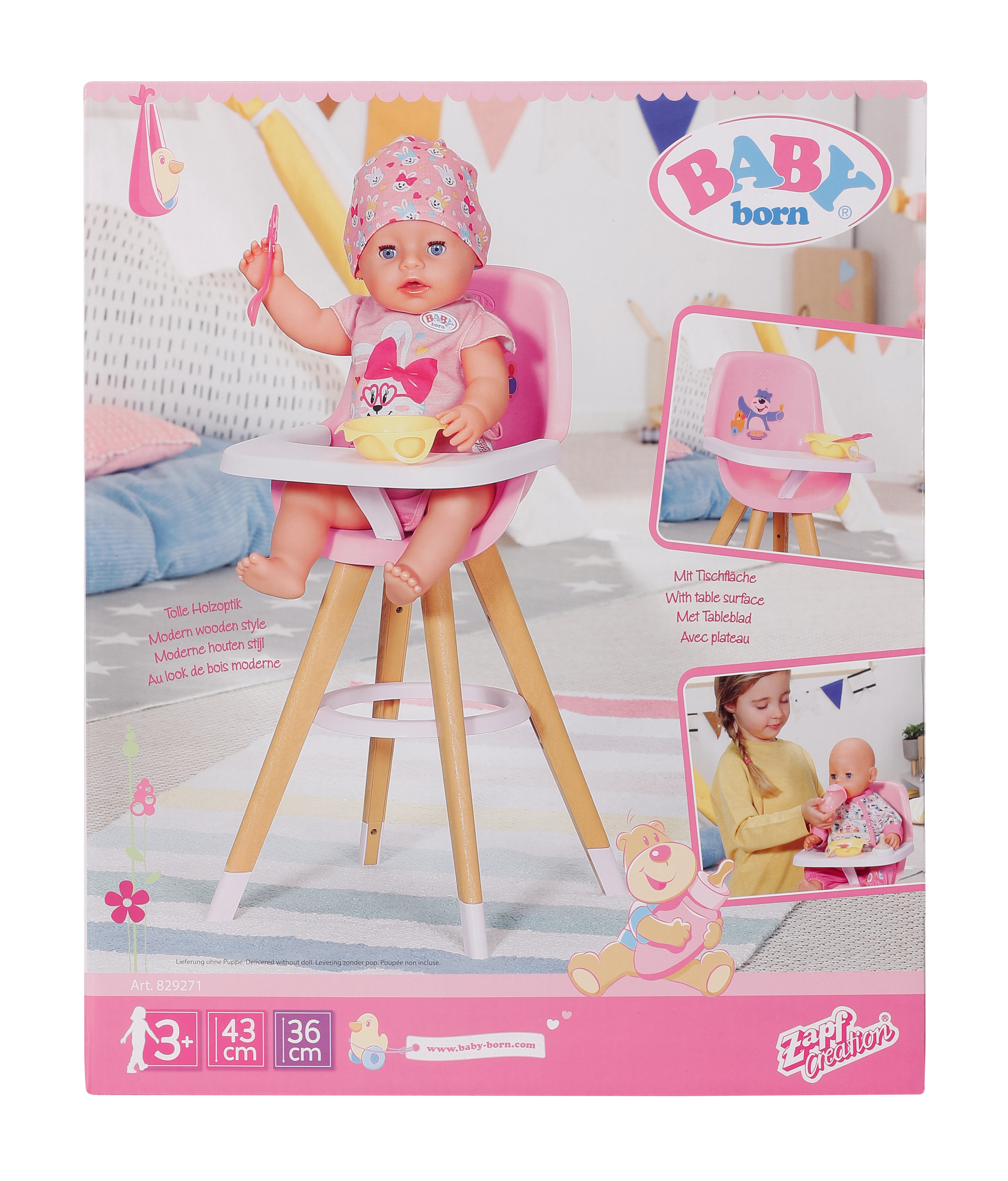 Accesorio para muñecas bebé Silla alta Trona infantil Baby Born 4