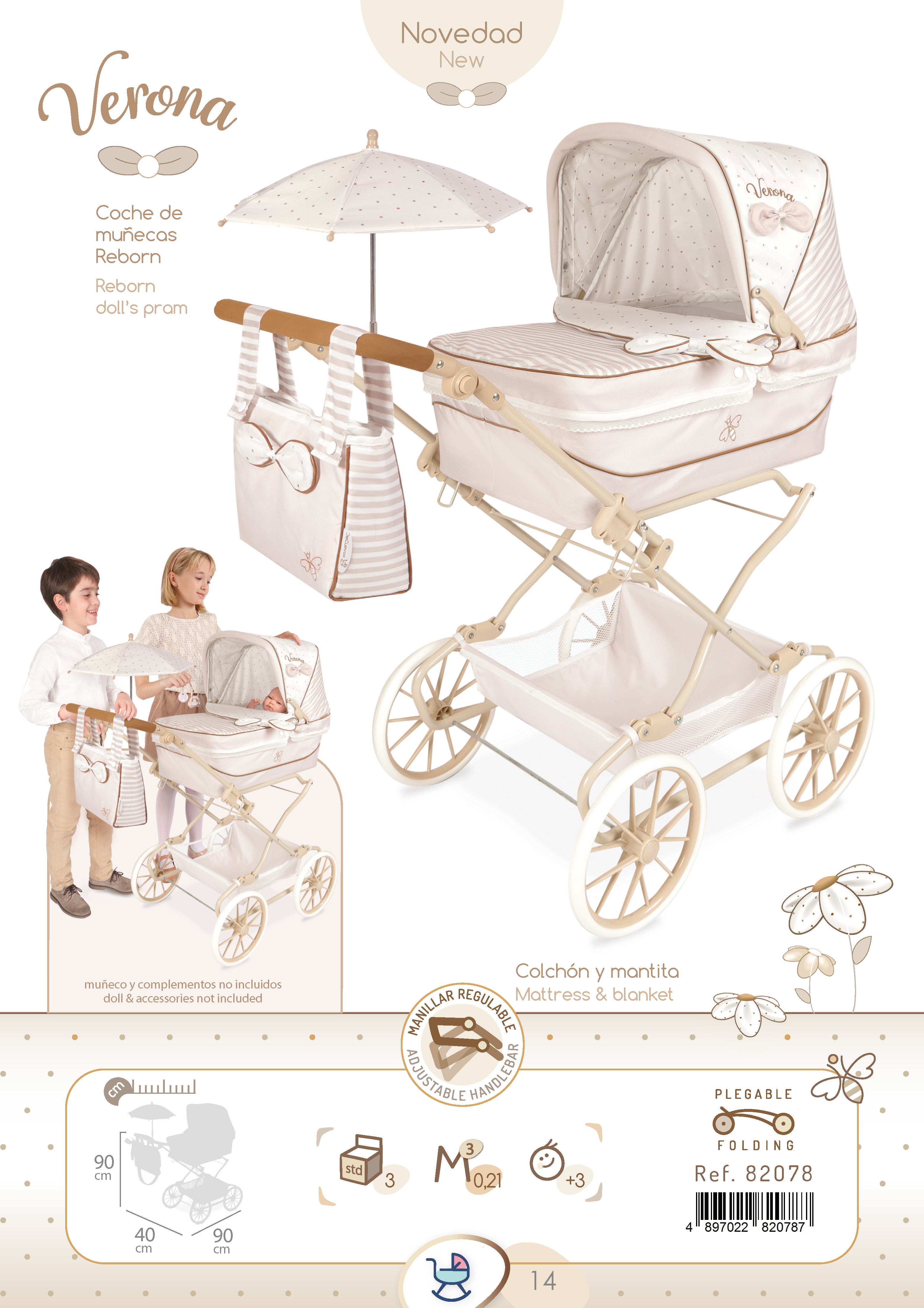 Coche de muñecas plegable reborn Verona DeCuevas Toys 7