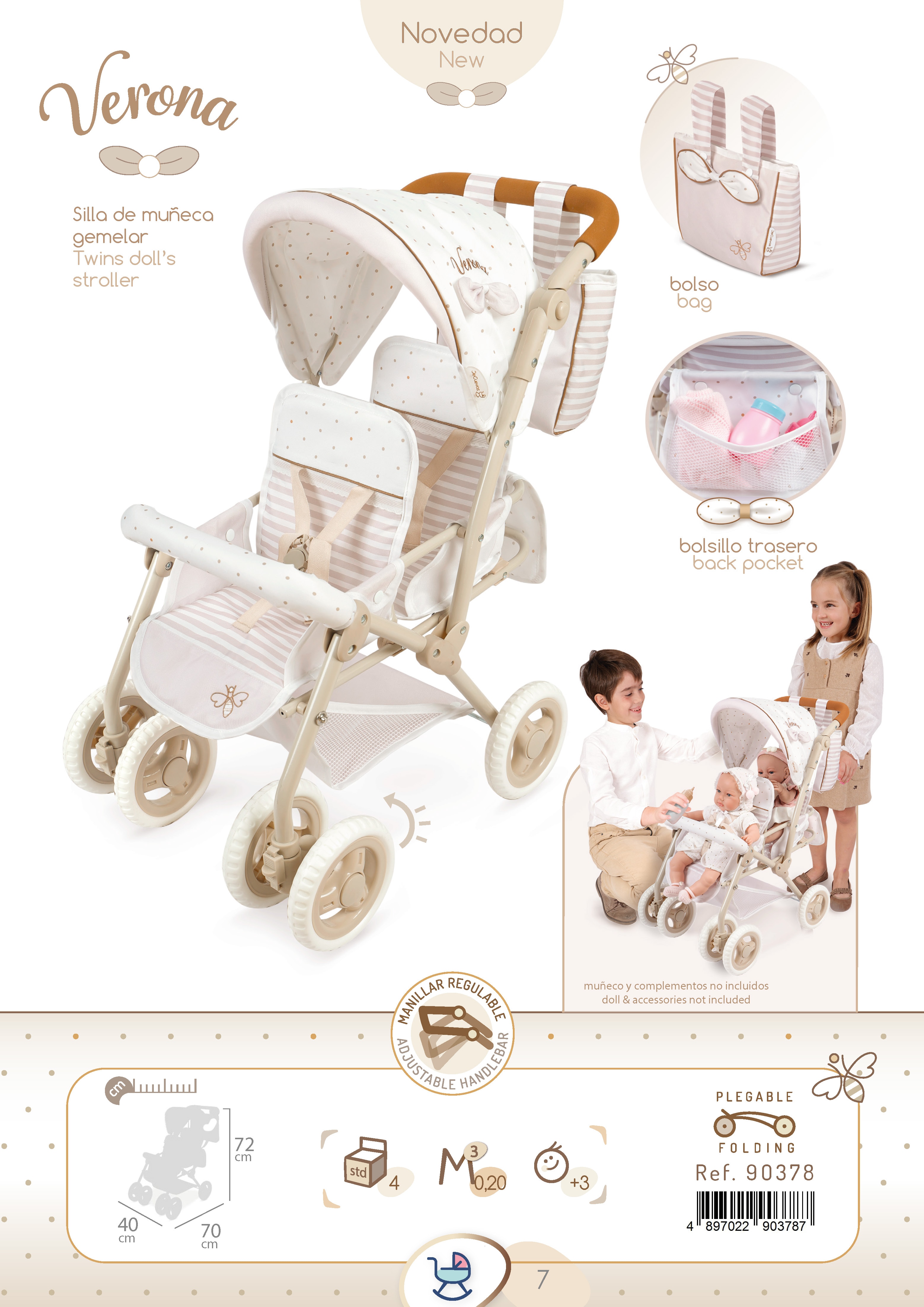 Silla muñecas gemelar plegable Verona DeCuevas Toys 8