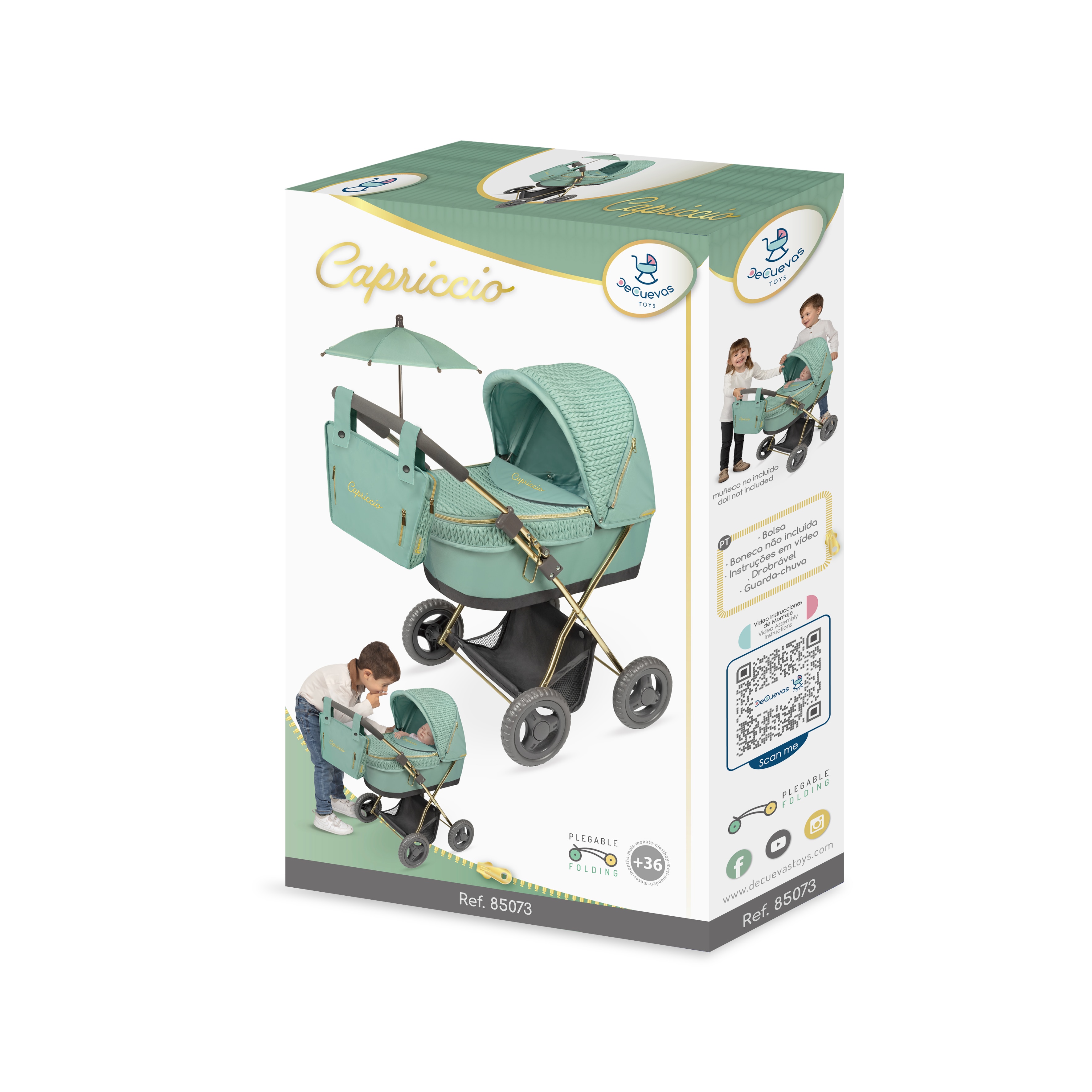 Coche de muñecas plegable con sombrilla Capriccio DeCuevas Toys 8