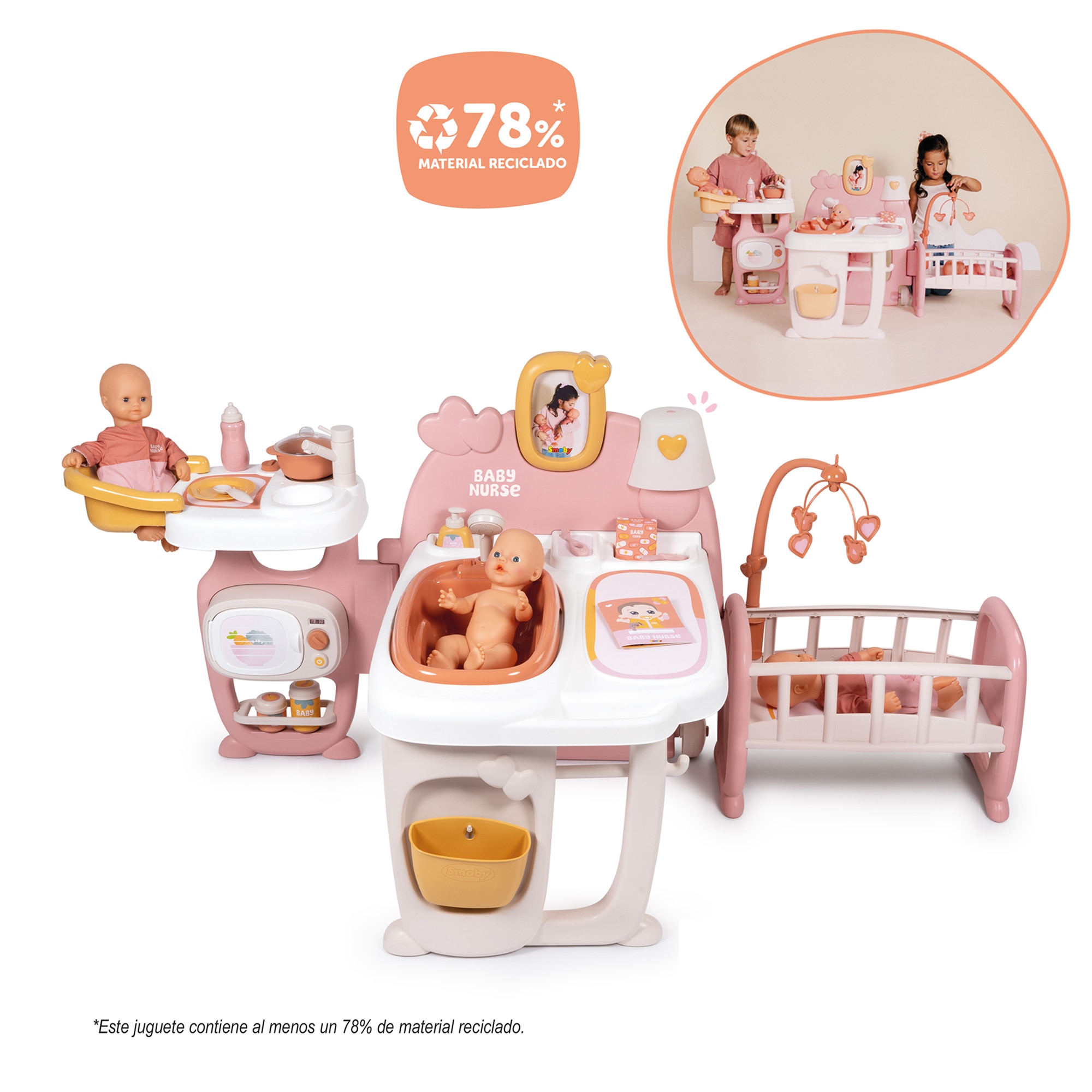 La Casa de los bebés con tres Áreas de Juego: Comedor, Baño y Dormitorio. Con muchos accesorios Smoby 3