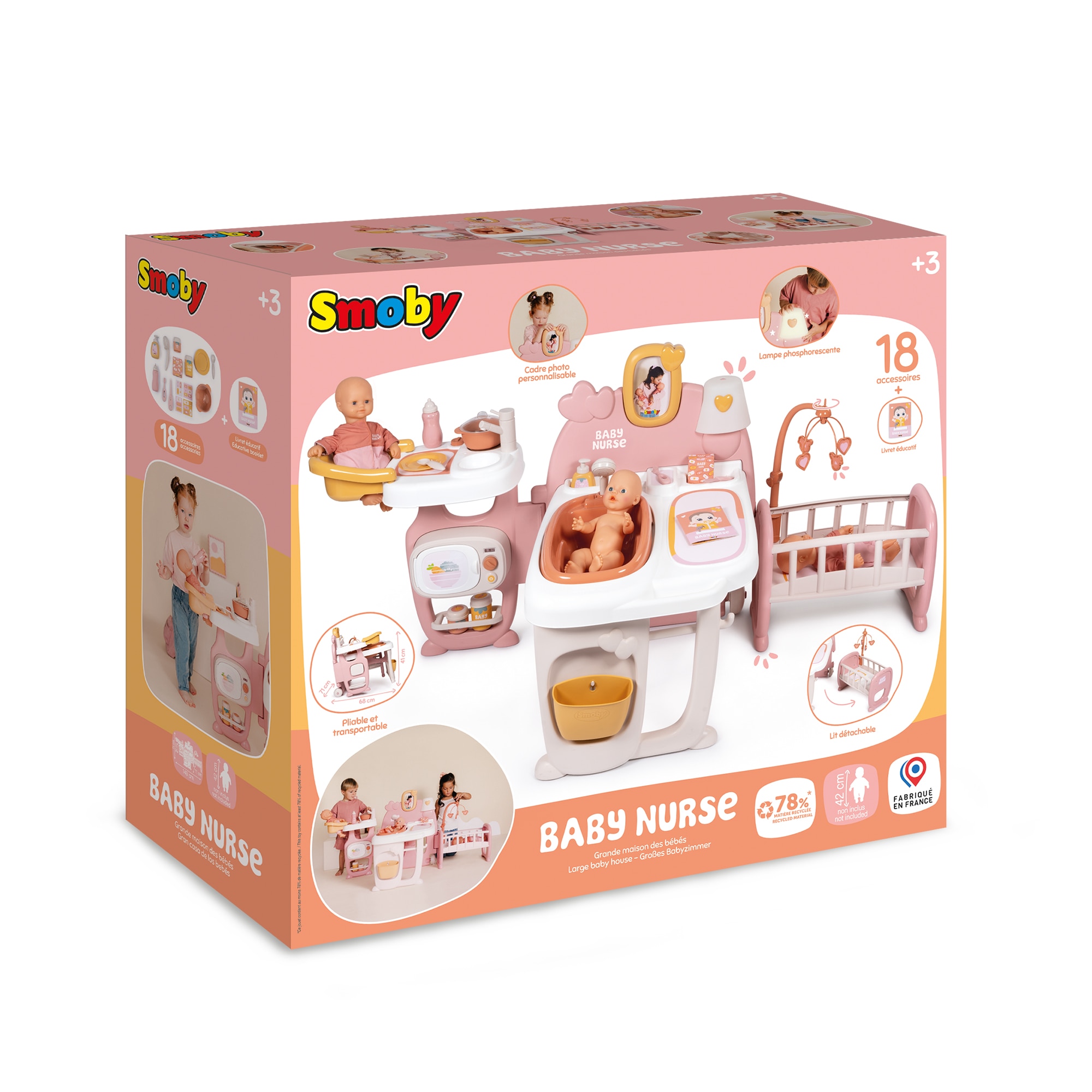 La Casa de los bebés con tres Áreas de Juego: Comedor, Baño y Dormitorio. Con muchos accesorios Smoby 5