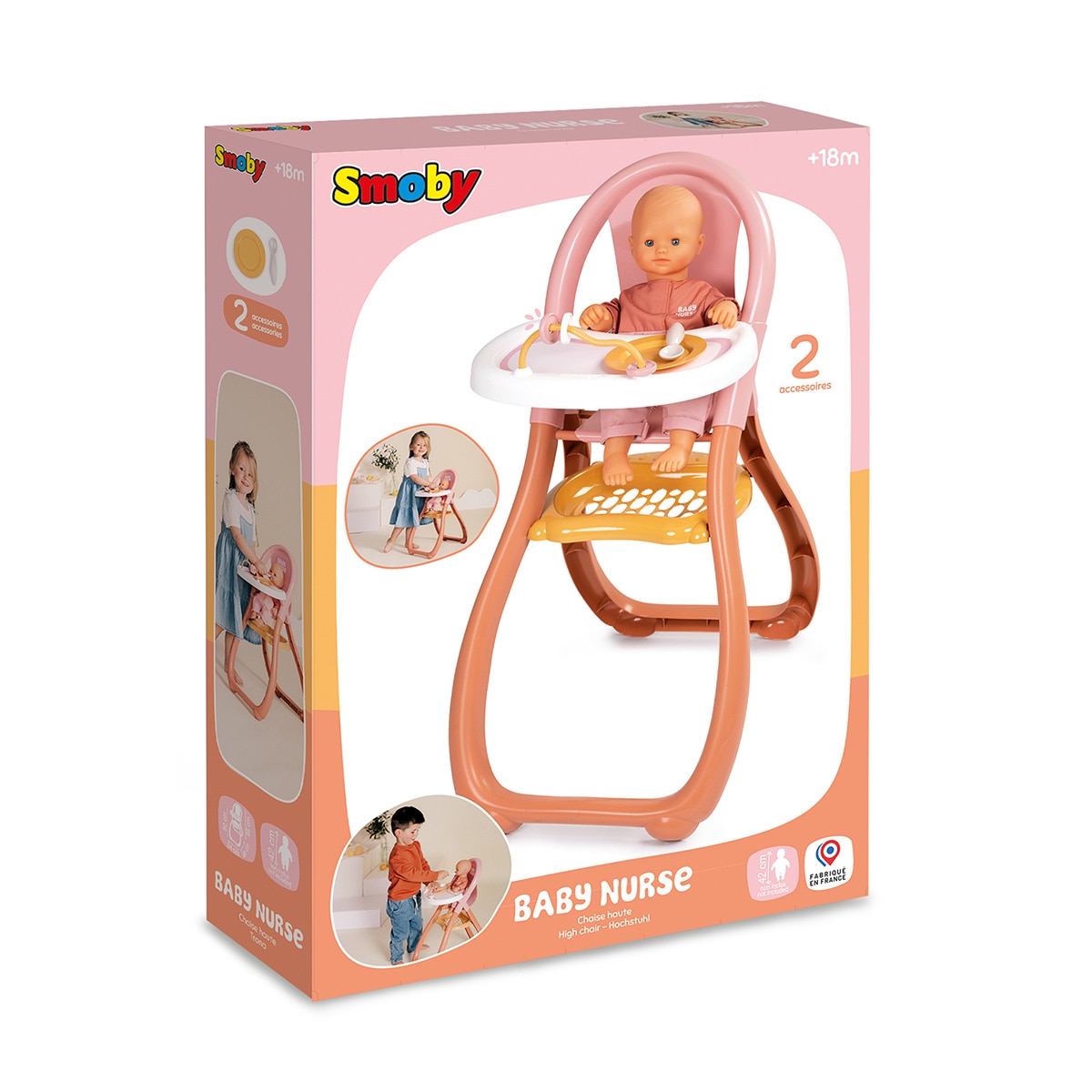 Trona Baby Nurse con 2 accesorios para muñecos de hasta 42 cm Smoby 7