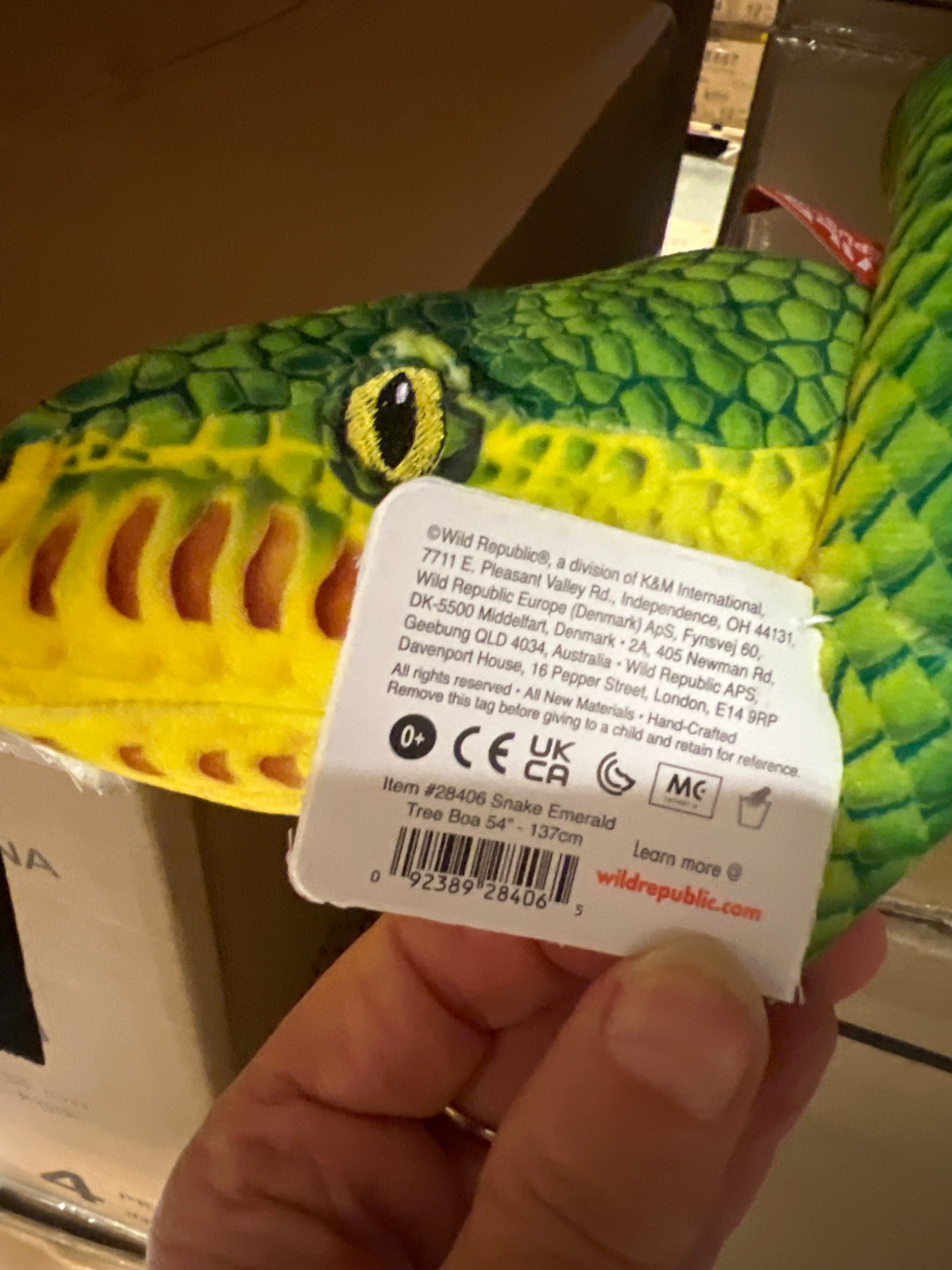 Peluche Snake Emerald Tree Boa WILD REPUBLIC 2