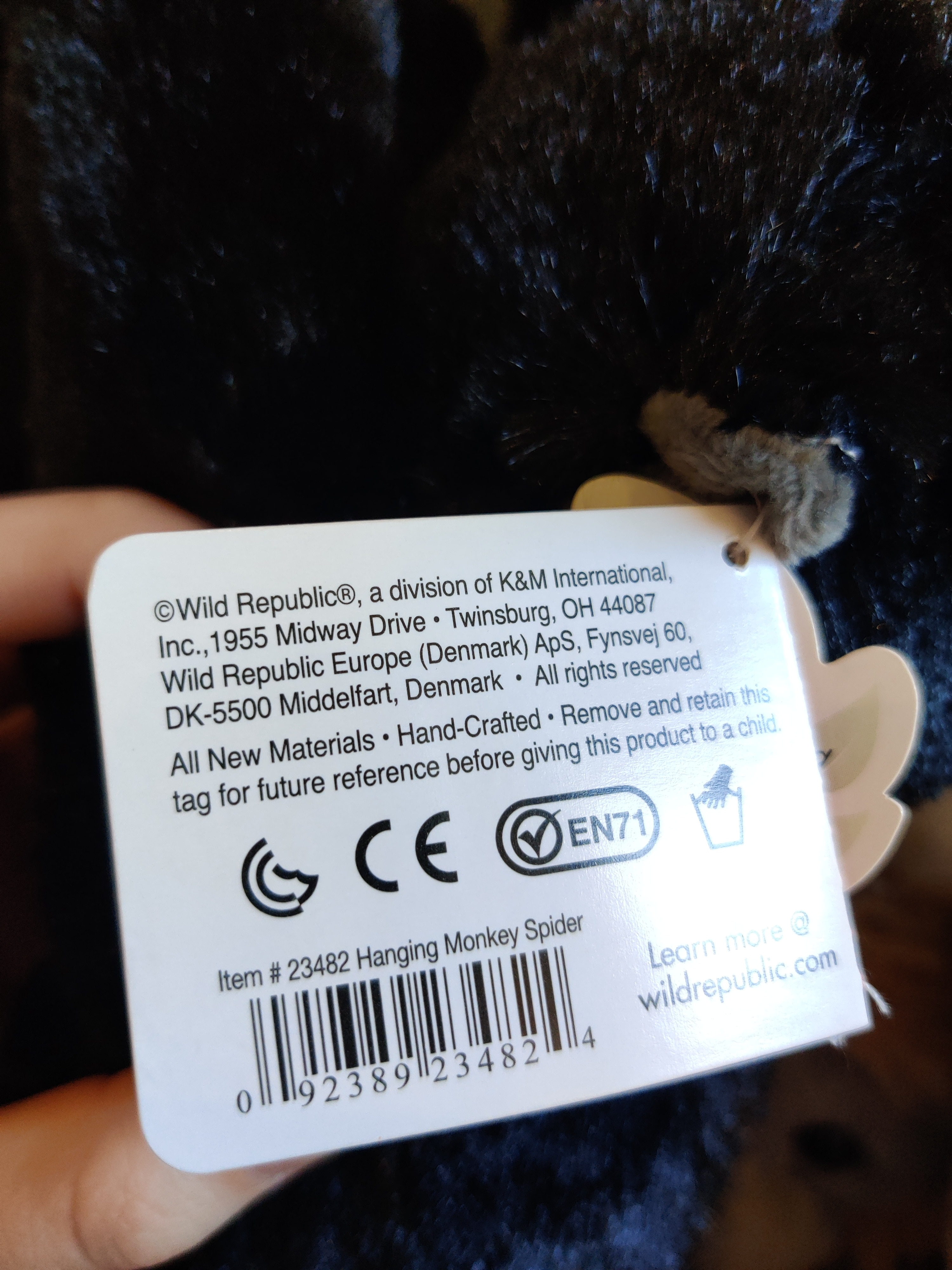 Peluche Hanging Black Spider Monkey WILD REPUBLIC 2