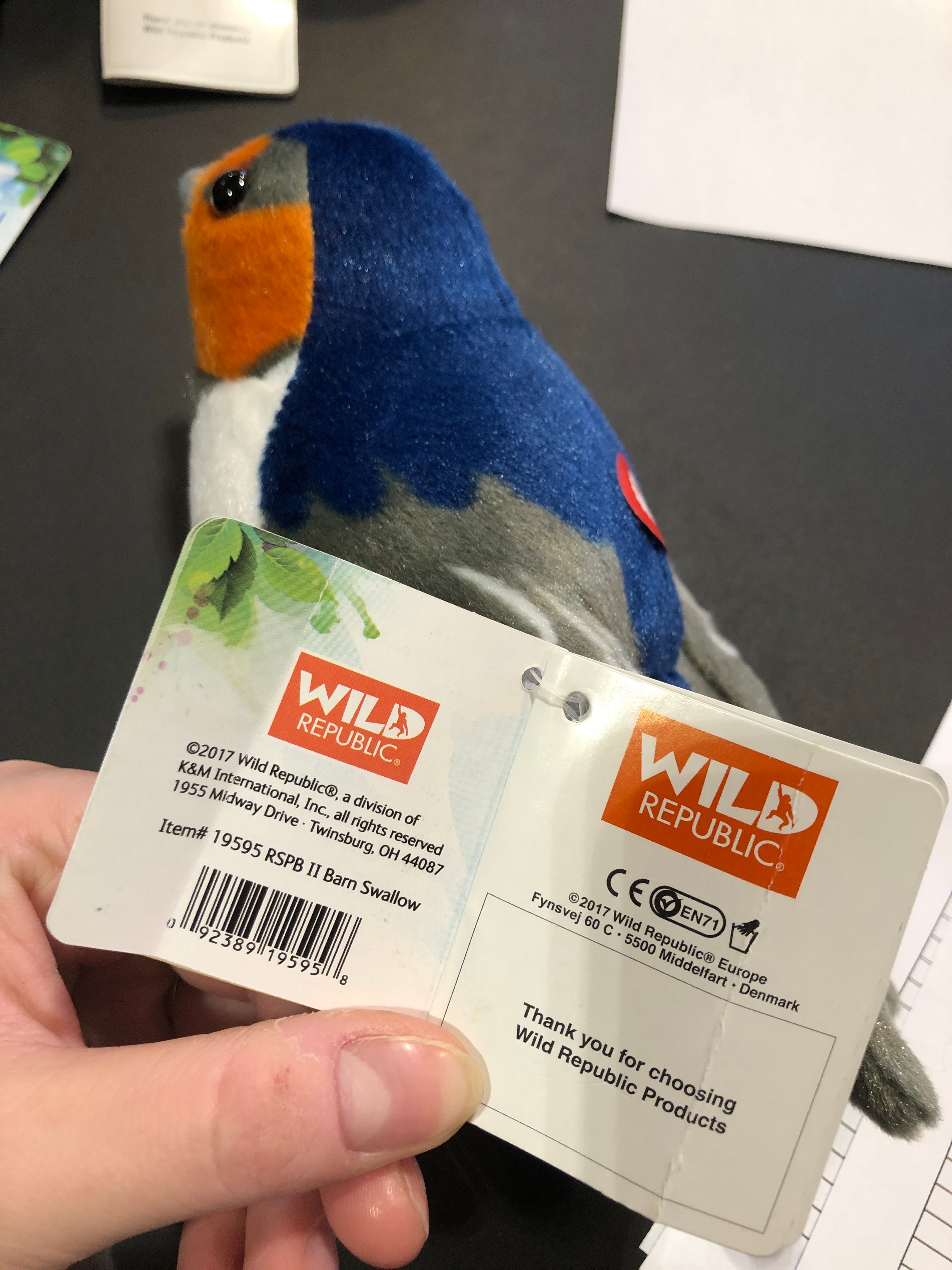 Peluche pájaro Golondrina WILD REPUBLIC 2