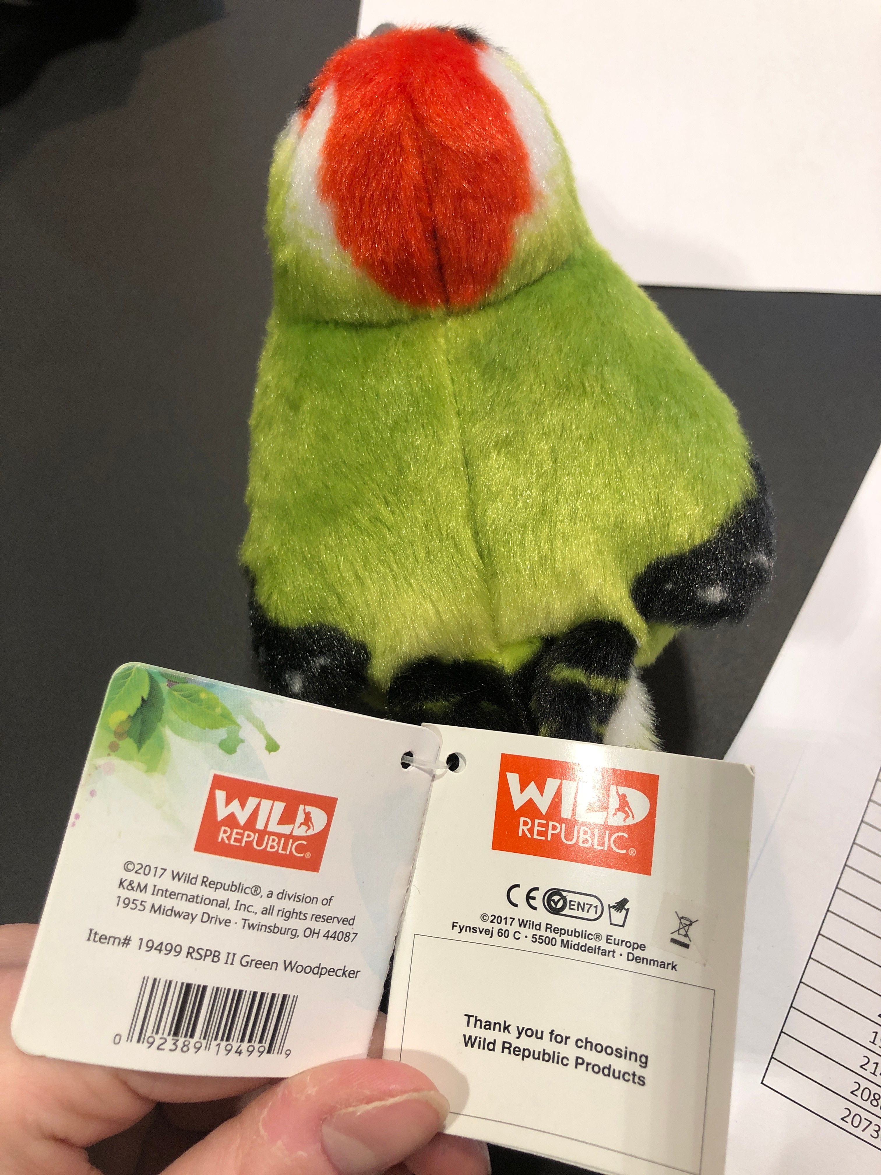 Peluche pájaro Carpintero Verde WILD REPUBLIC 2