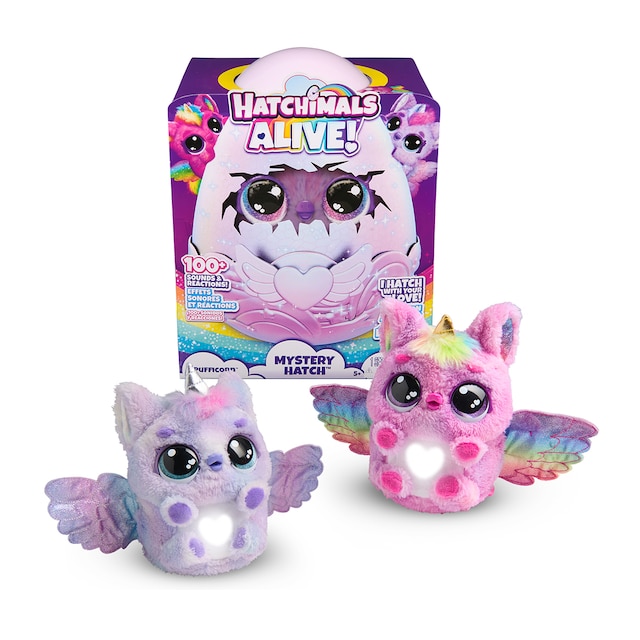 Peluche interactivo Hatchimals Alive Secret Hatch Pufficorn Spin Master modelos surtidos