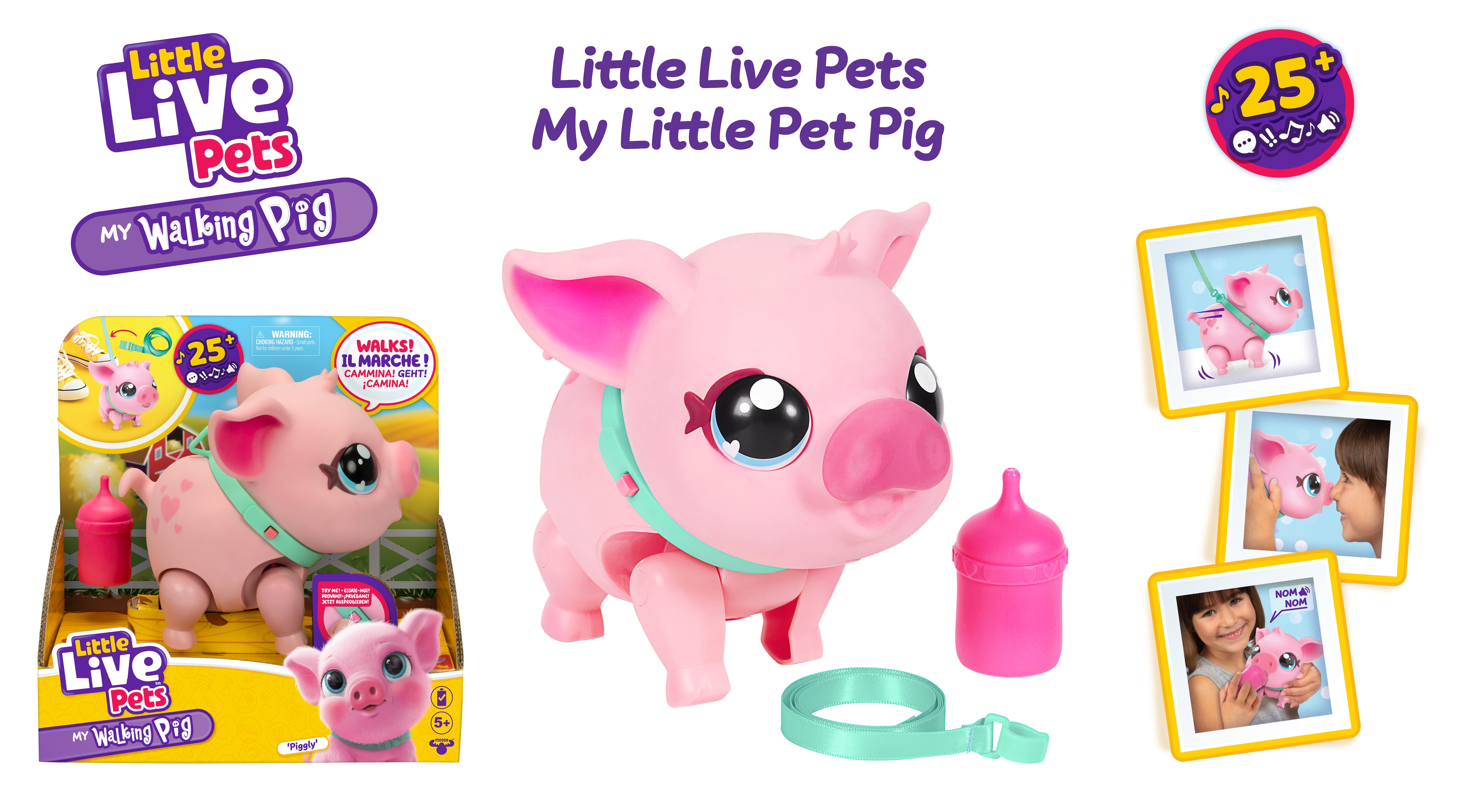 Peluche interactivo Mi pequeño cerdo de compañía Piggly Little Live Pets Moose 3