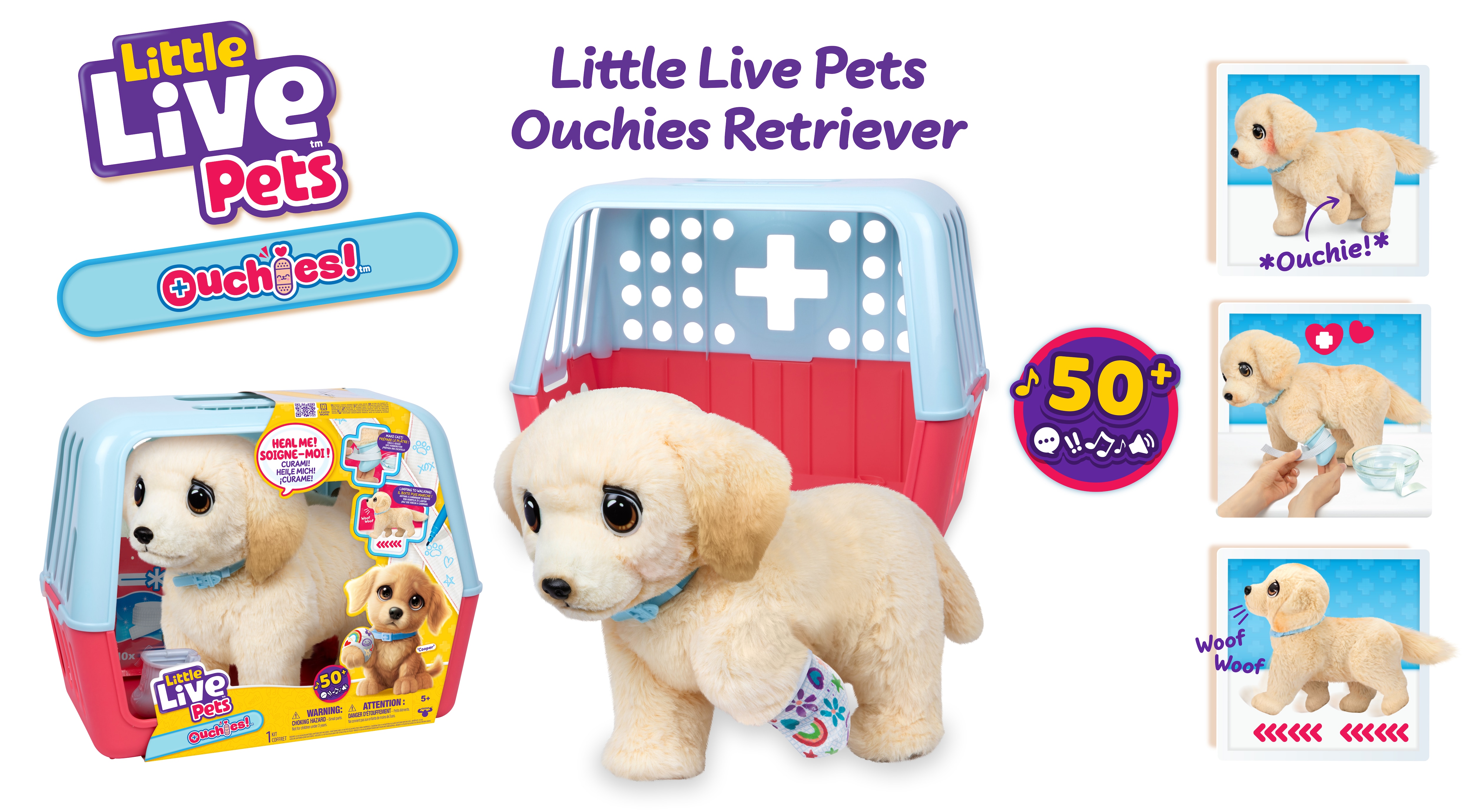 Peluche interactivo Ouchies Retriver Little Live Pets Moose 3
