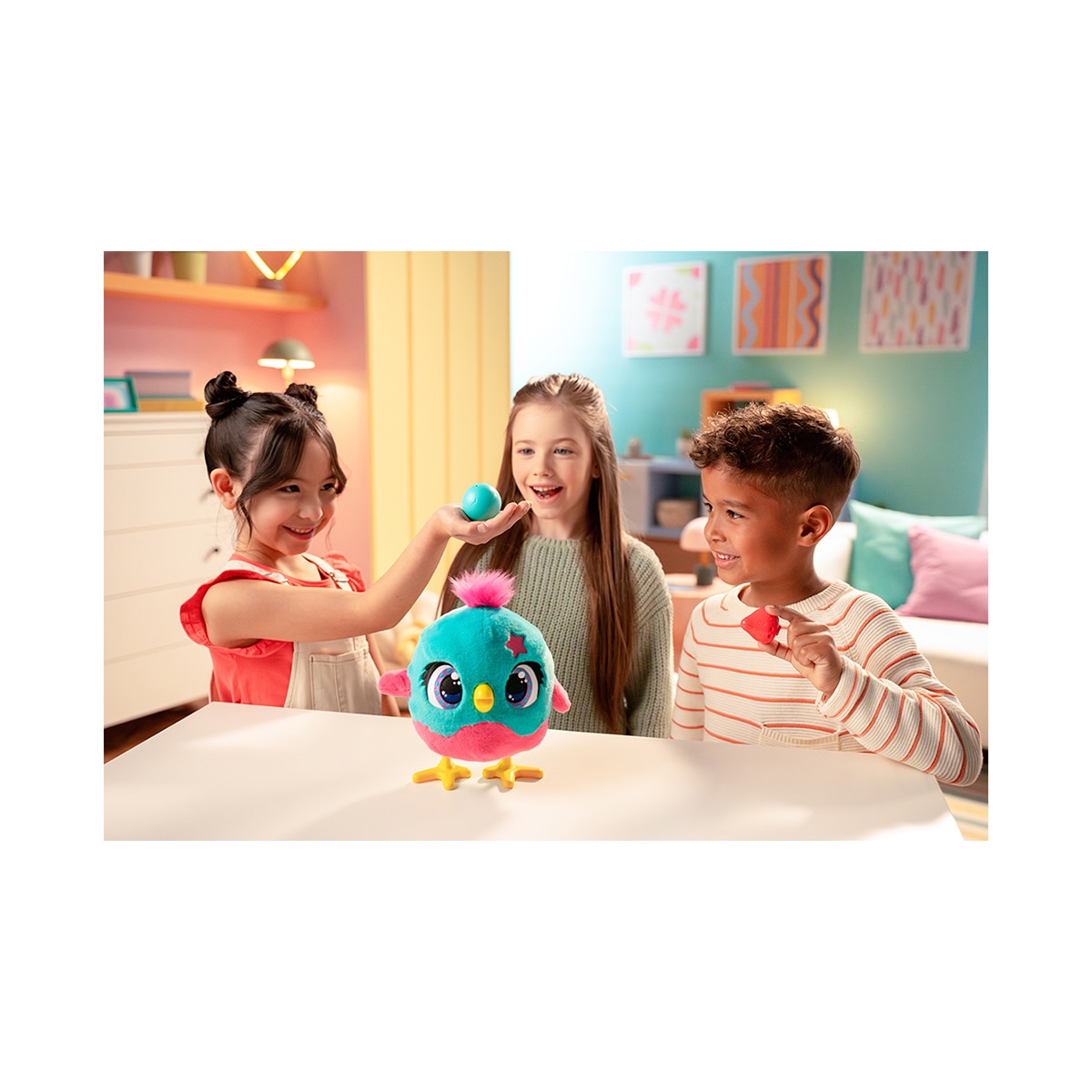 Peluche interactivo Chickaboo con 2 huevos sorpresa más de 50 sonidos y reacciones Funtasy Family Diset 9