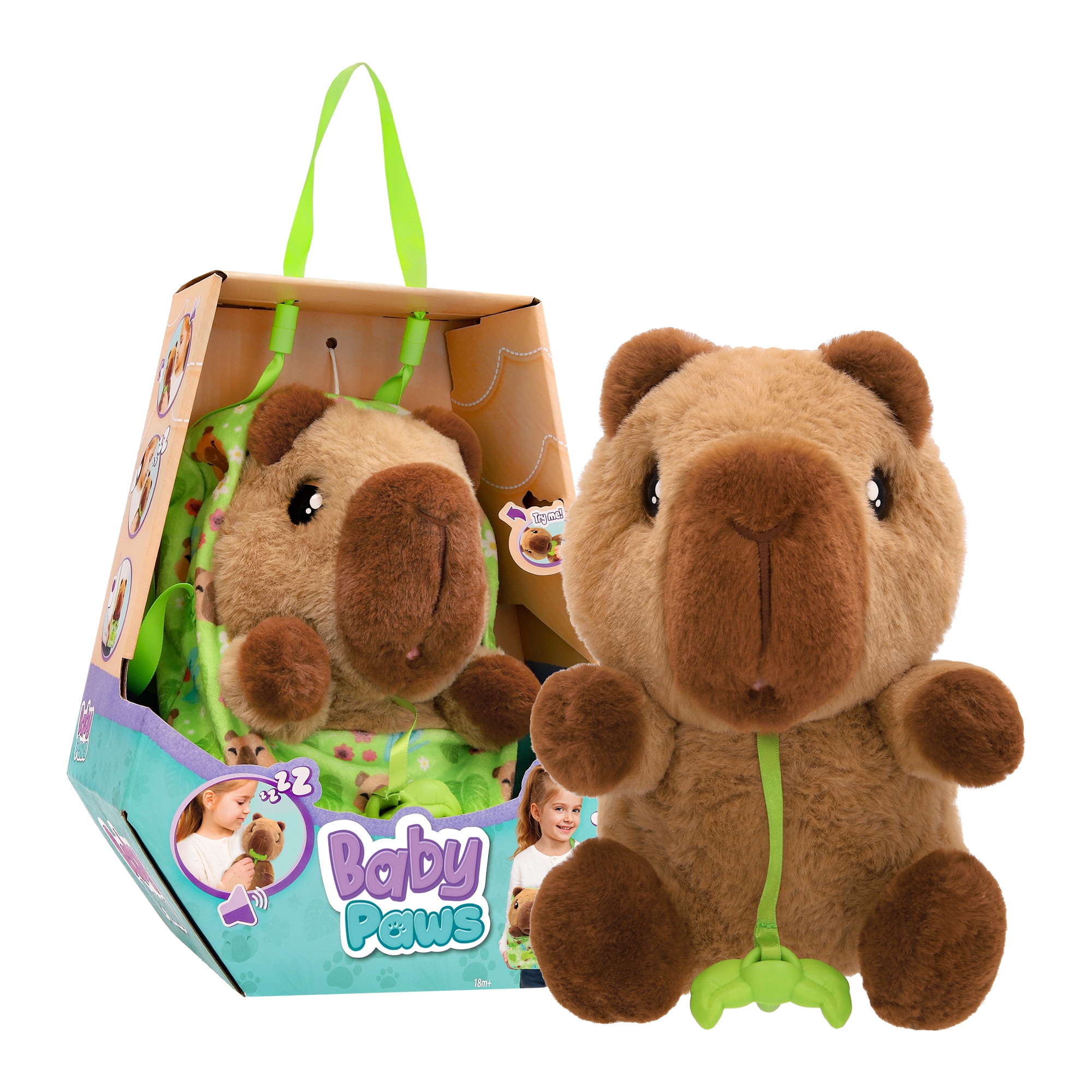Imagen 0 de Peluche Baby Paws Capybara incluye 2 Accesorios y emite sonidos Imc Toys