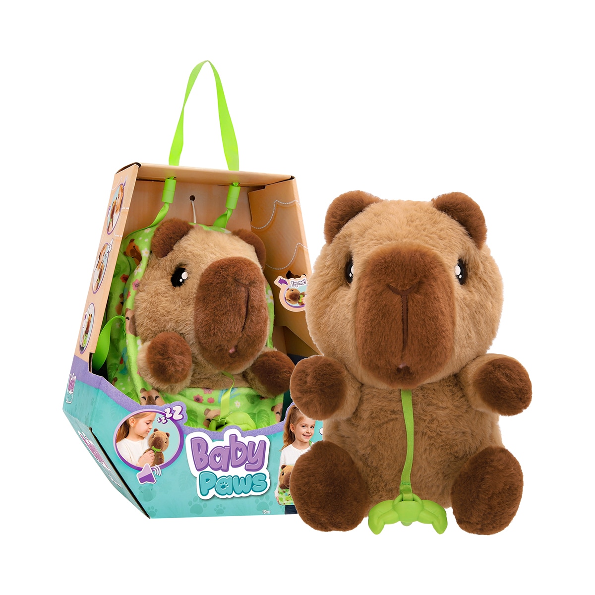 Peluche Baby Paws Capybara incluye 2 Accesorios y emite sonidos Imc Toys 2