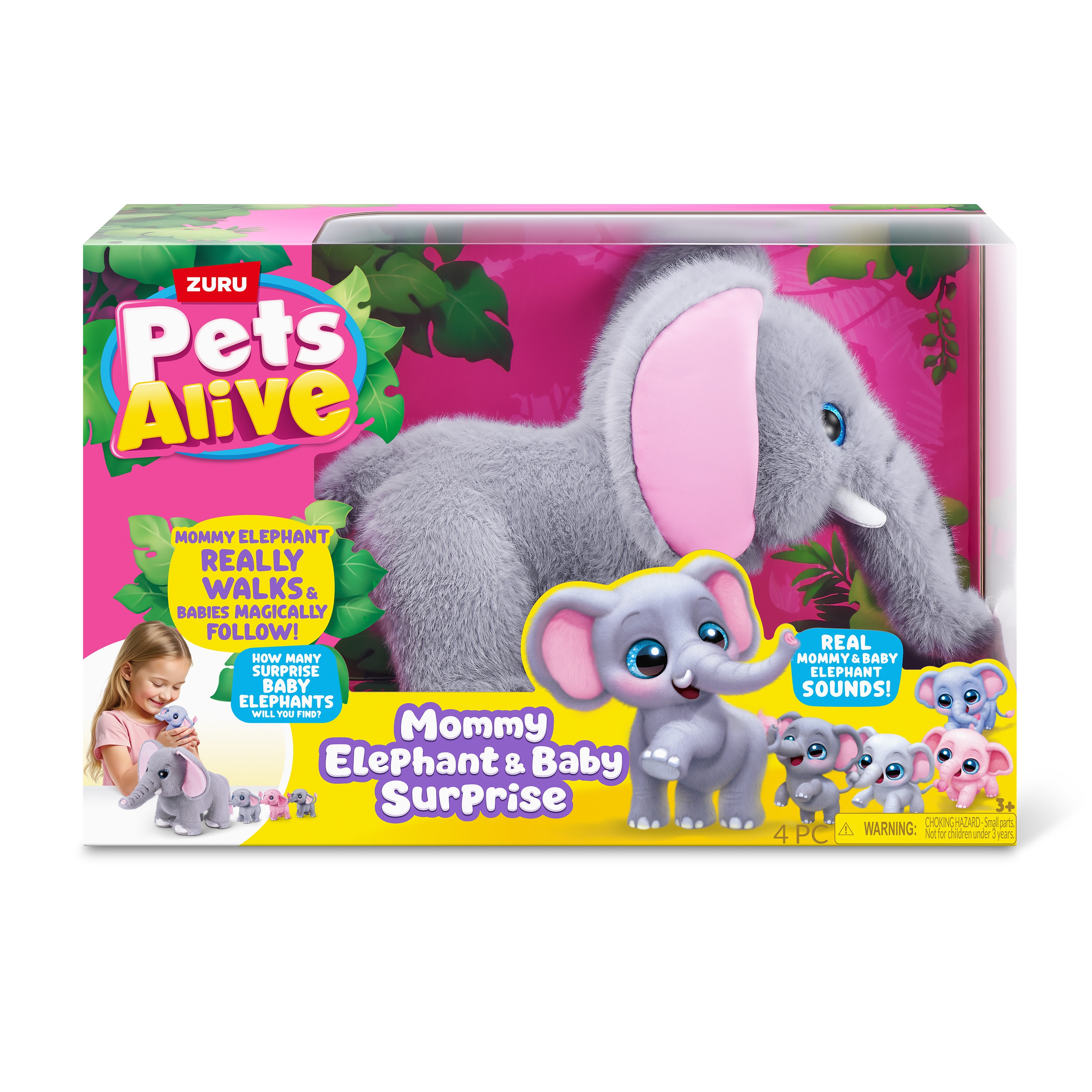 Peluche electrónico Mami Elefante y sus bebés de Pets Alive 2