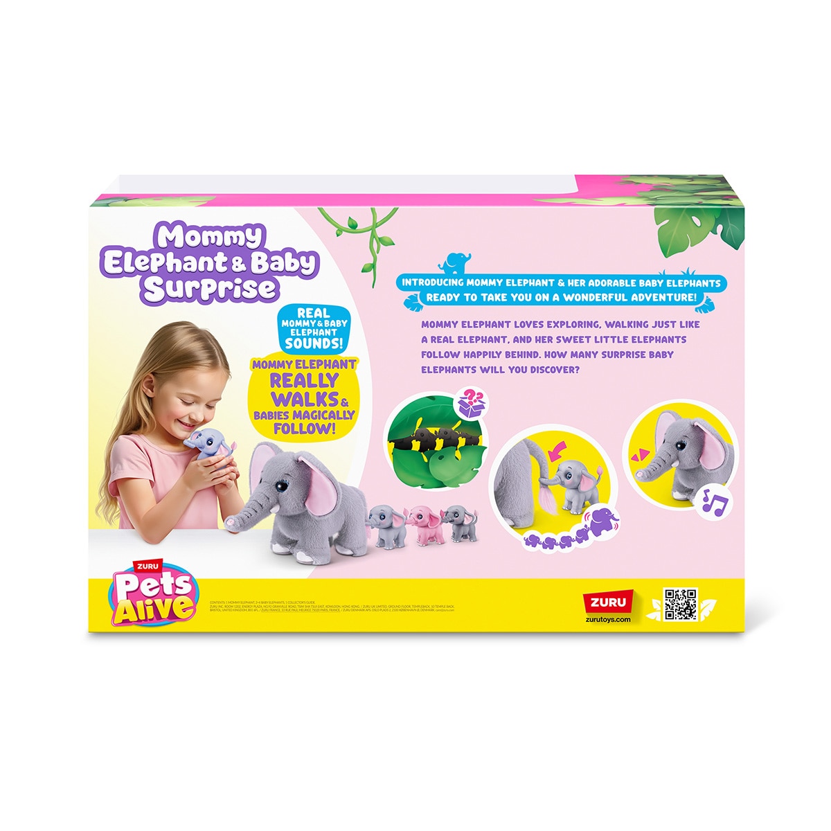 Peluche electrónico Mami Elefante y sus bebés de Pets Alive 6