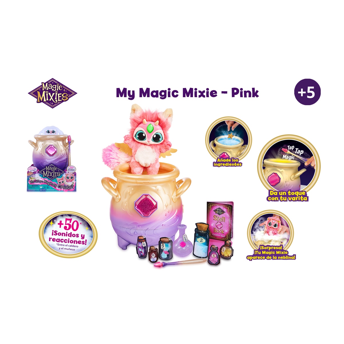 Peluche interactivo Pink con caldero mágico My Magic Mixie 2