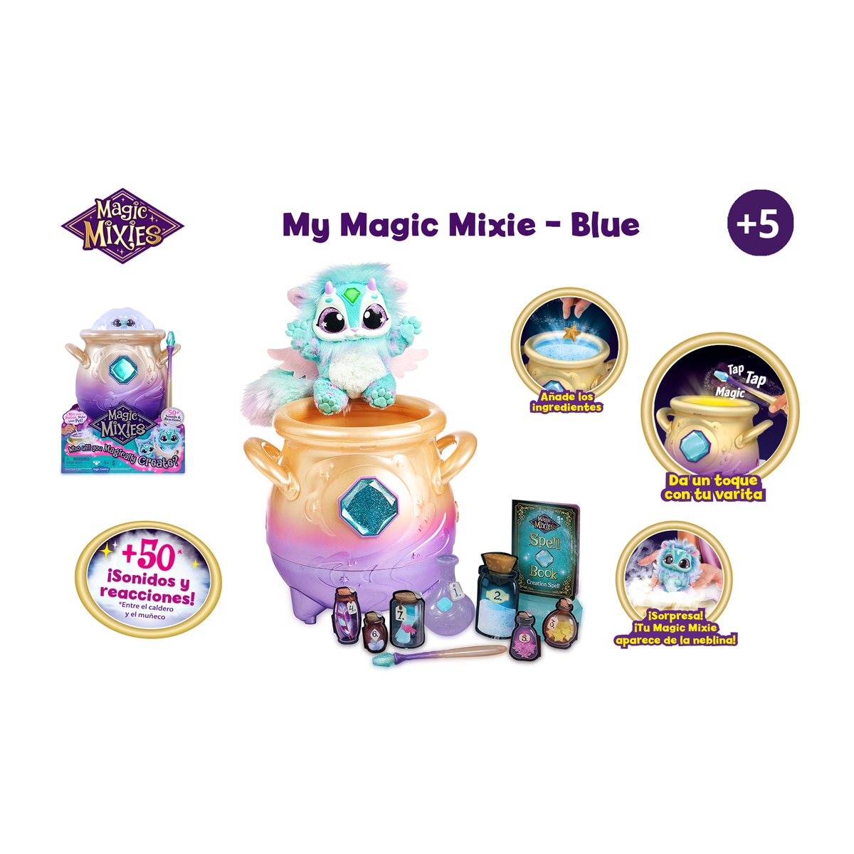 Peluche interactivo Blue con caldero mágico My Magic Mixie 2