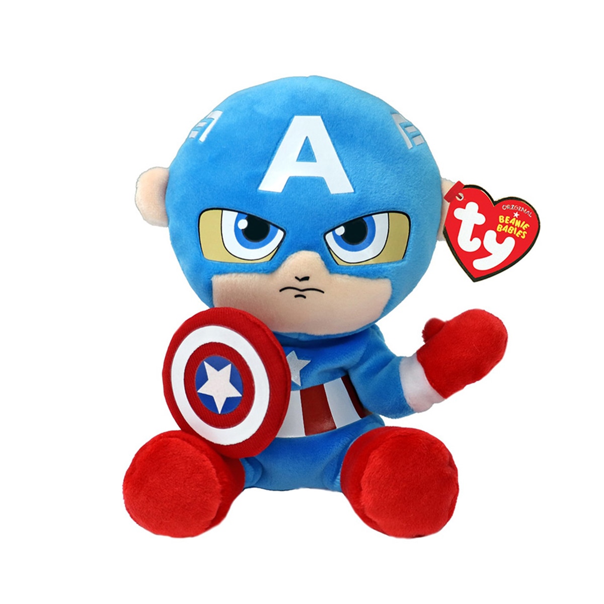 Imagen 0 de Peluche 15 cm Captain America Beanie Babies Marvel TY