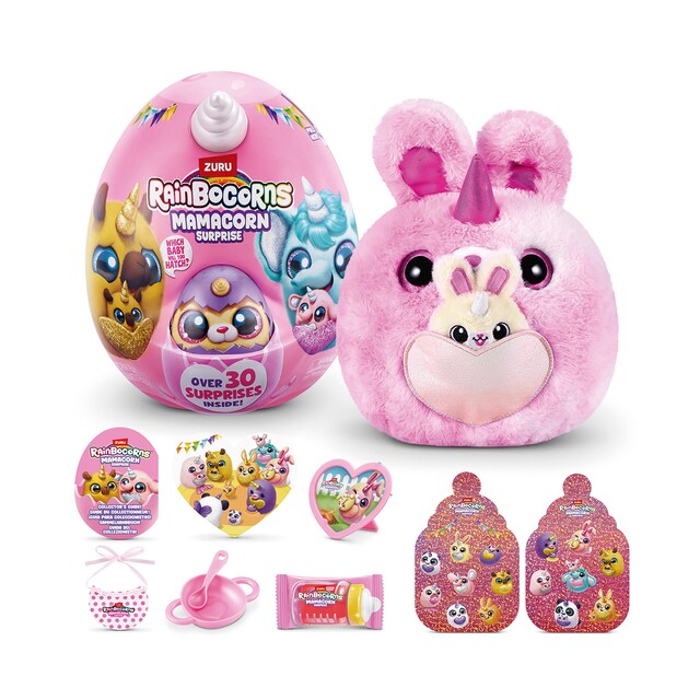 Imagen 0 de Peluche en huevo sorpresa Mamacorn y su bebé Rainbocorns modelos surtidos