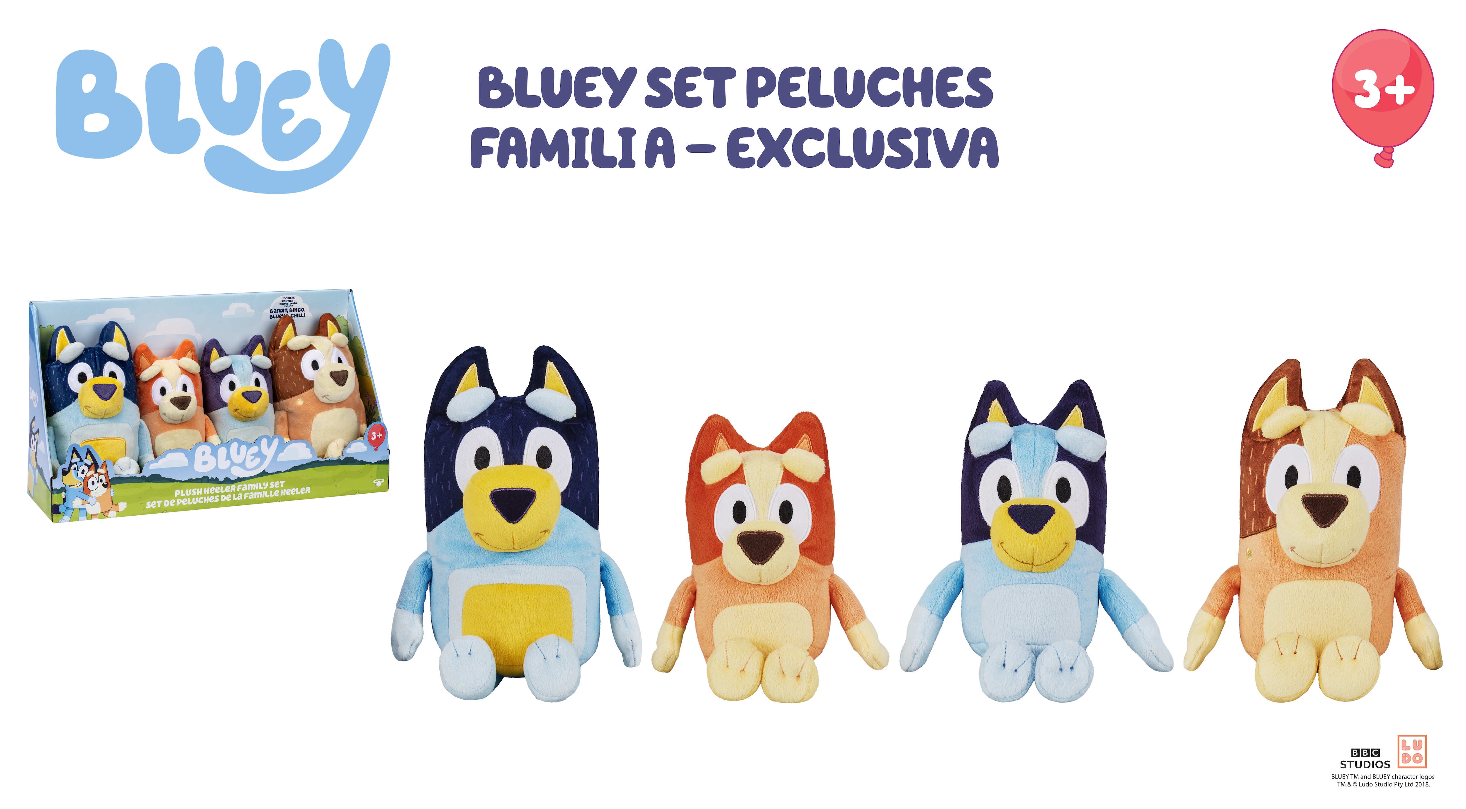 Pack de 4 peluches Bluey Moose 2