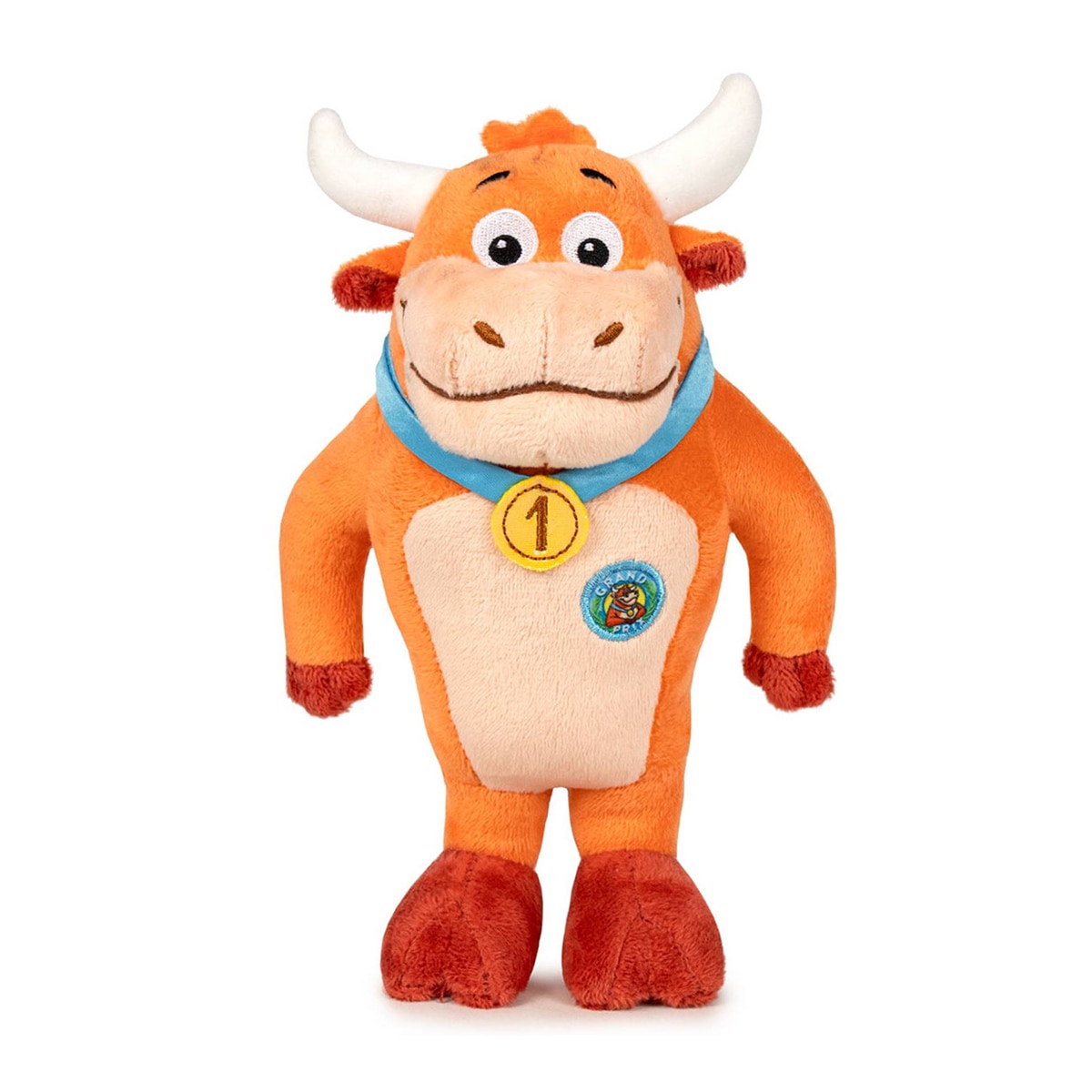 Peluche  vaquilla María Fernanda de 28 cm en peana expositora Grand Prix 1